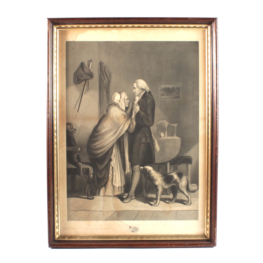 19th Century Lithograph "Washington's Last Interview With His Mother"