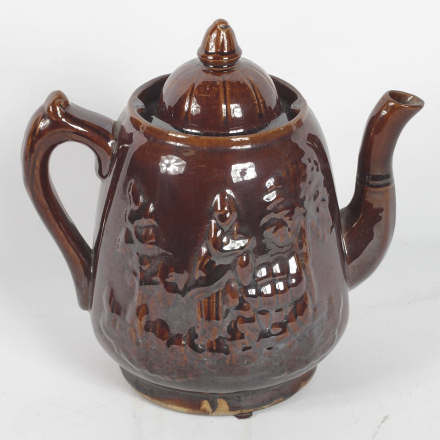 19th Century English Rockingham Earthenware Coffee Pot