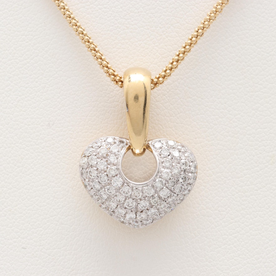 14K and 18K Yellow Gold Diamond Enhancer Pendant Necklace