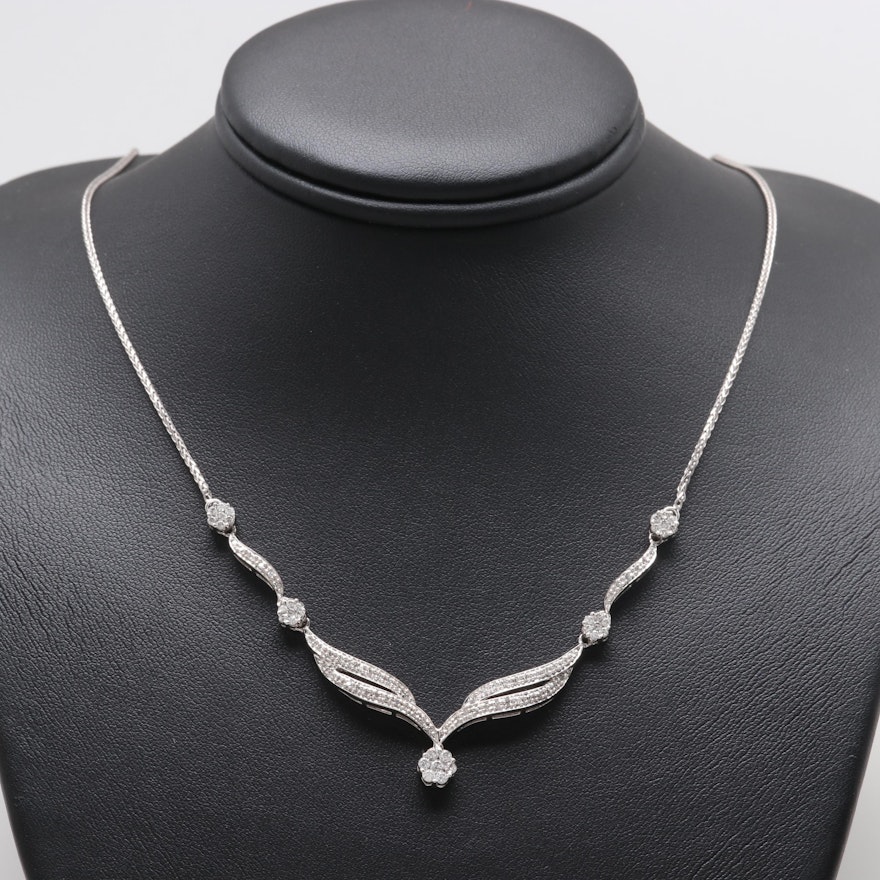 14K White Gold Diamond Necklace