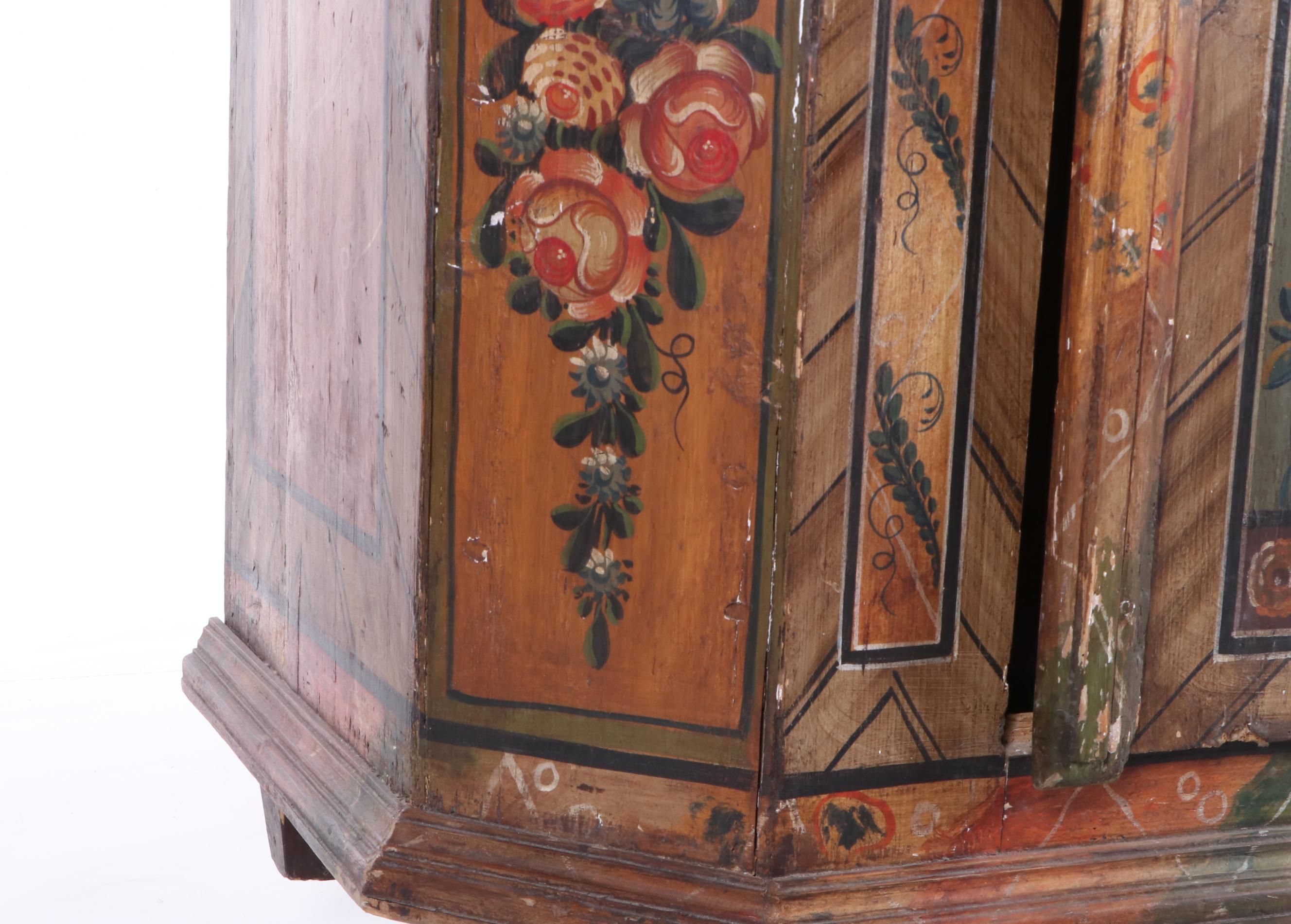 German Paint-Decorated Pine Armoire, Circa 1827