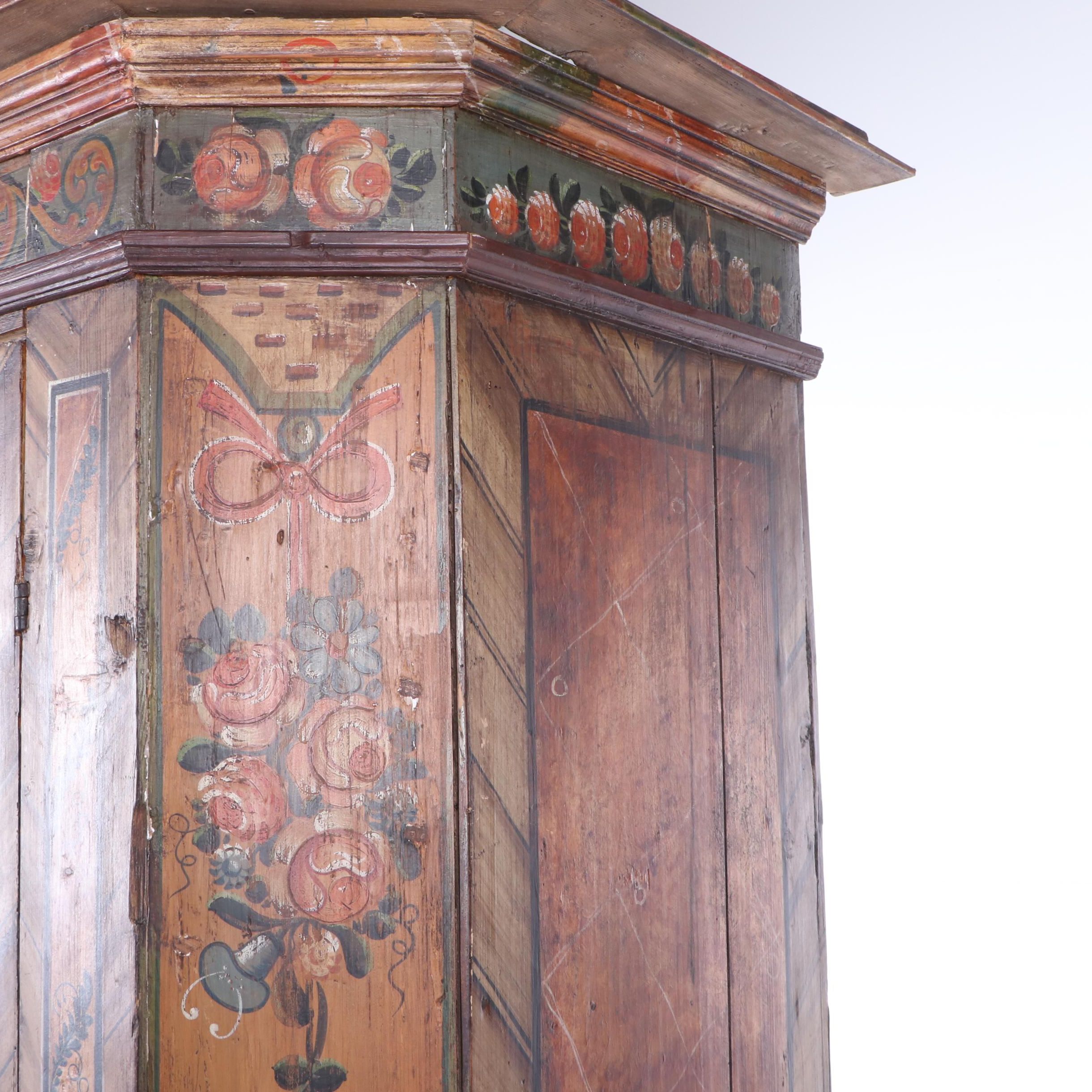German Paint-Decorated Pine Armoire, Circa 1827