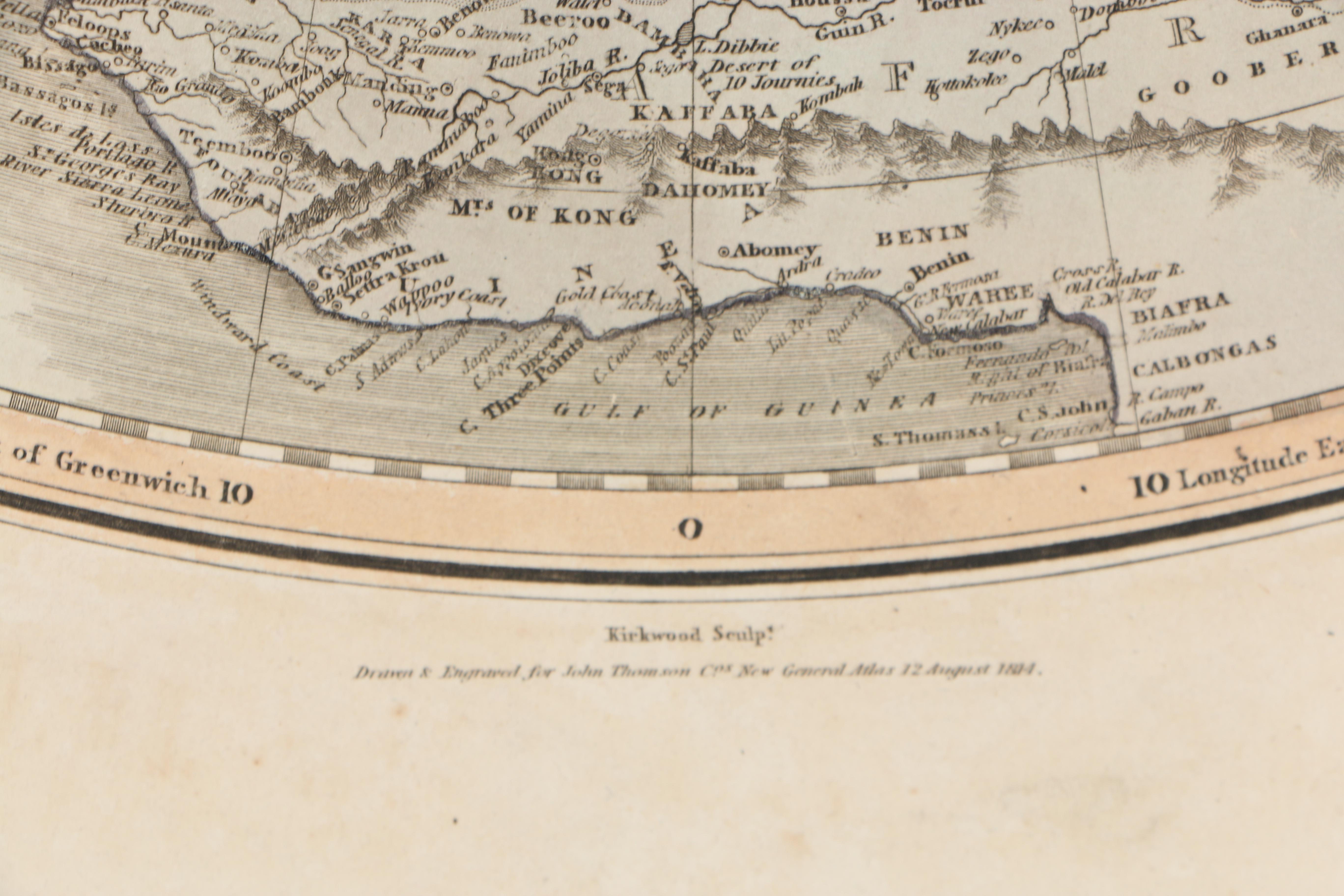 Hand-Colored Map Etchings "Northern Hemisphere" and "Southern Hemisphere"