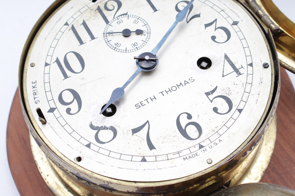 1930s Seth Thomas Monitor Model External Bell Ship's Clock