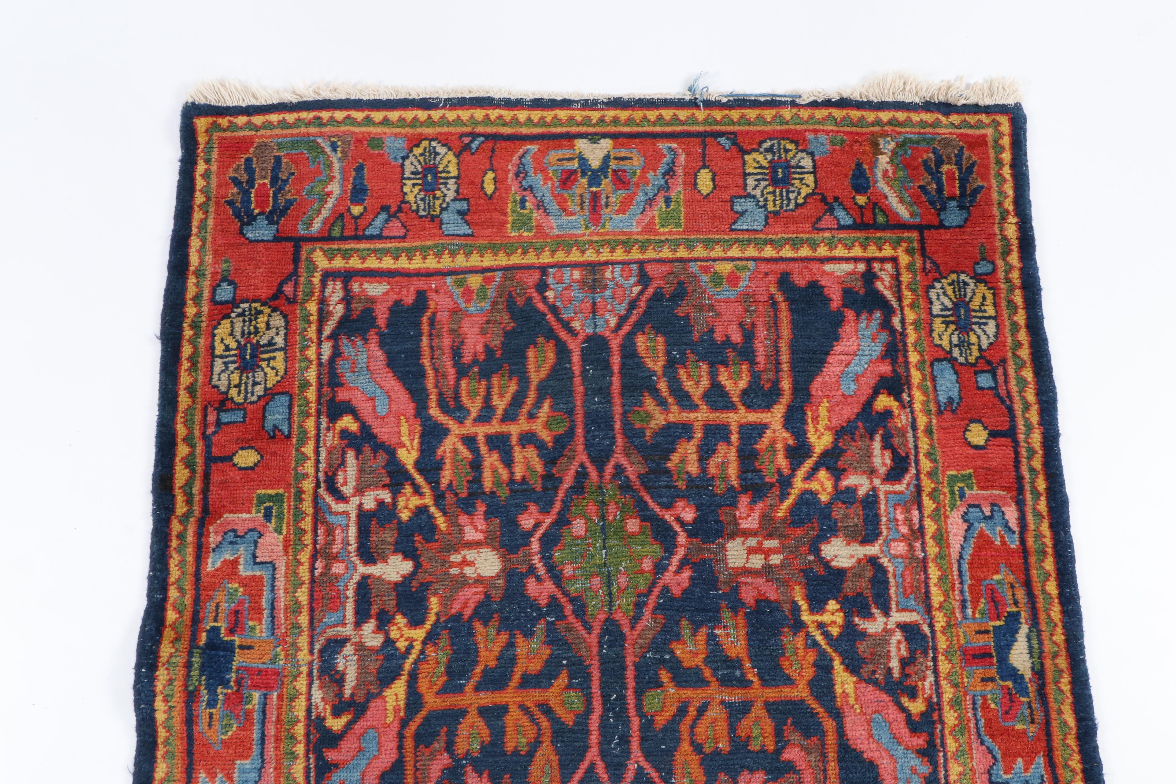 Hand-Knotted Persian Kurdish Bijar Wool Runner