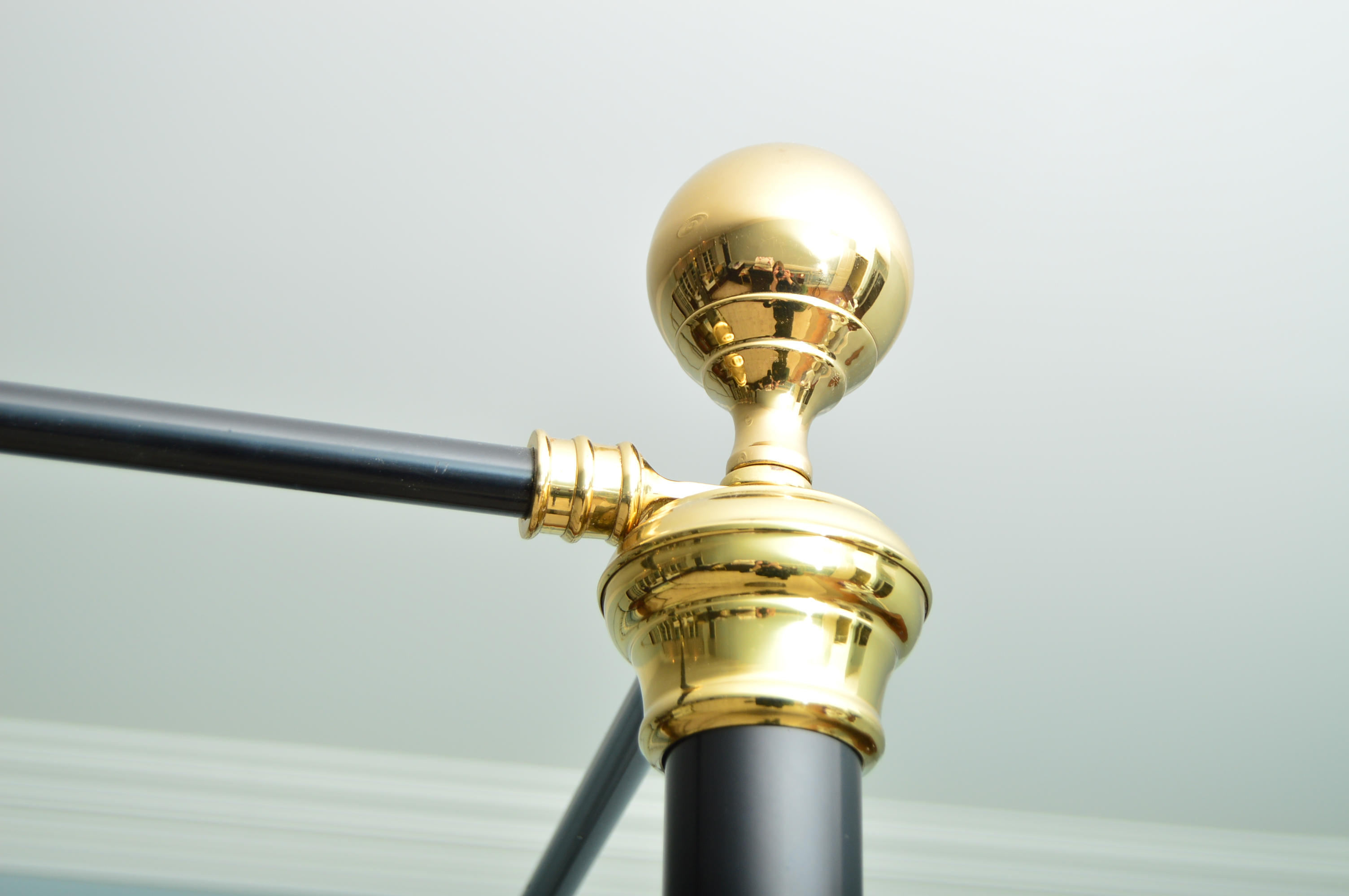 Victorian Style Black Iron King Canopy Bed with Brass Accents