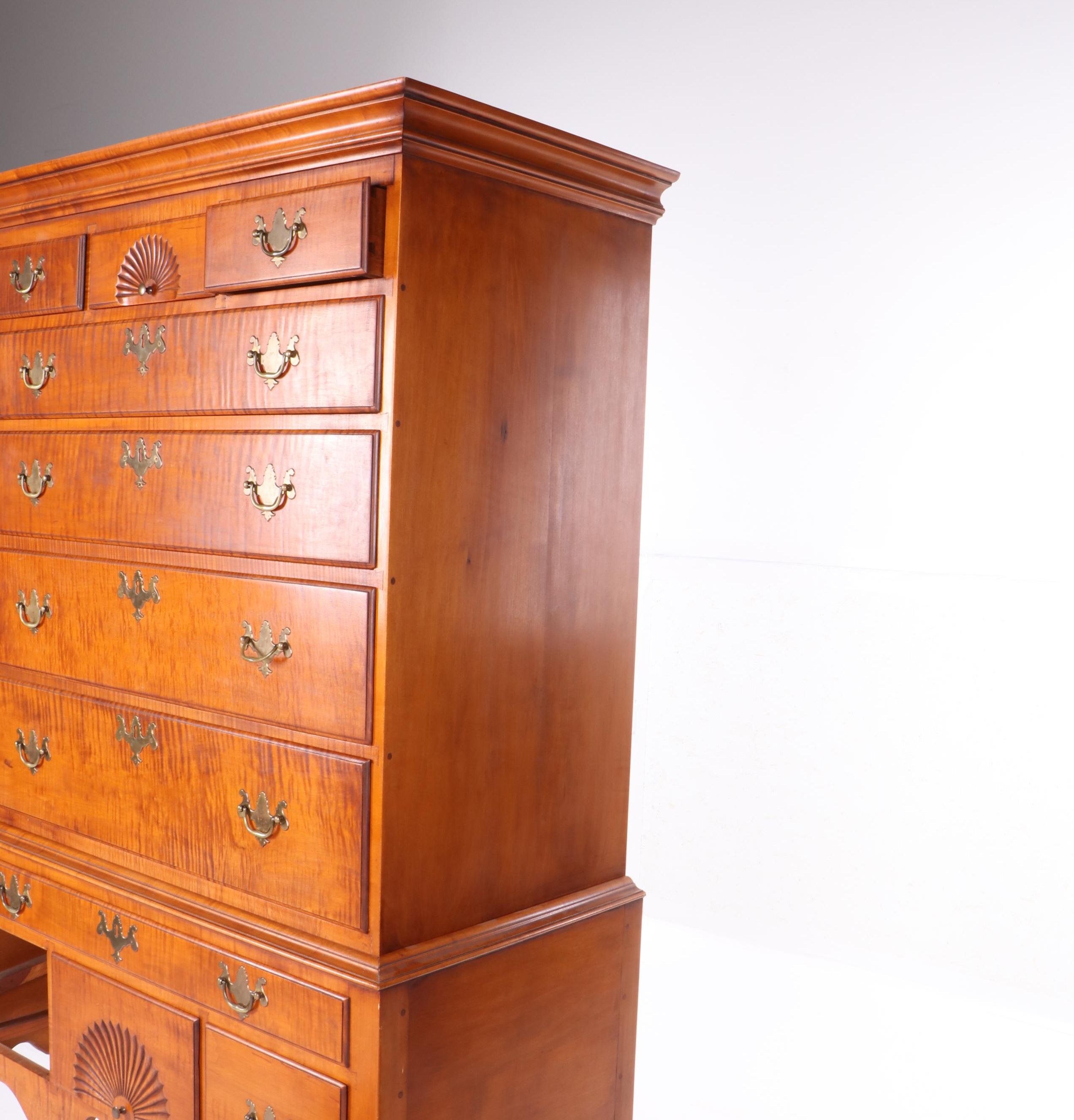Queen Anne Style Maple Highboy, 20th Century