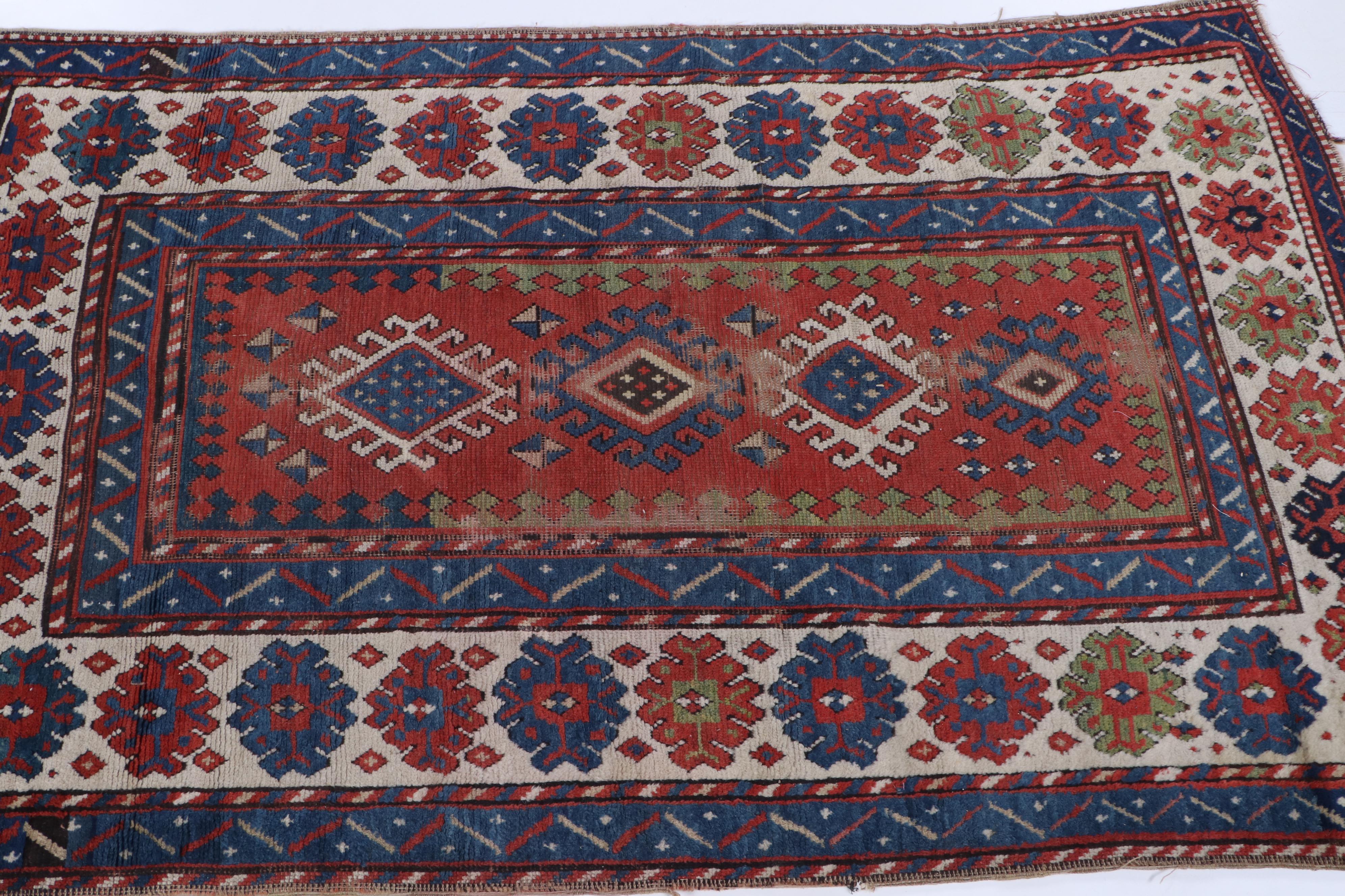Hand-Knotted Caucasian Baku Wool Rug