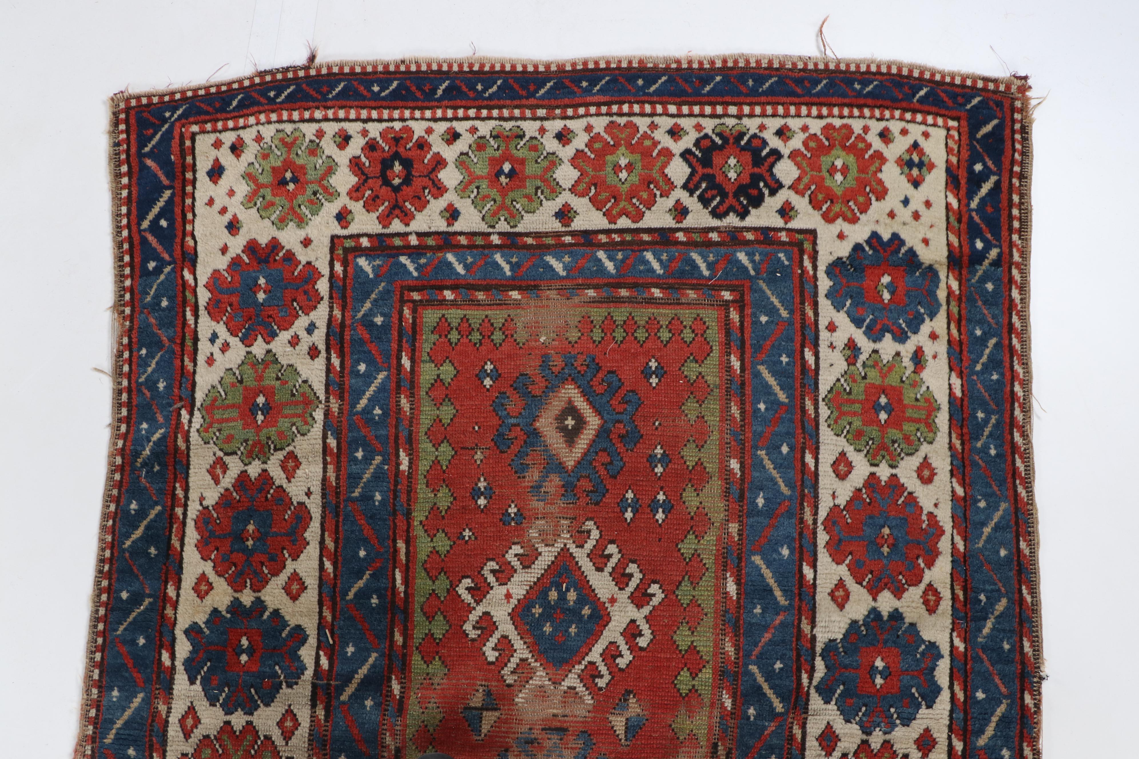 Hand-Knotted Caucasian Baku Wool Rug