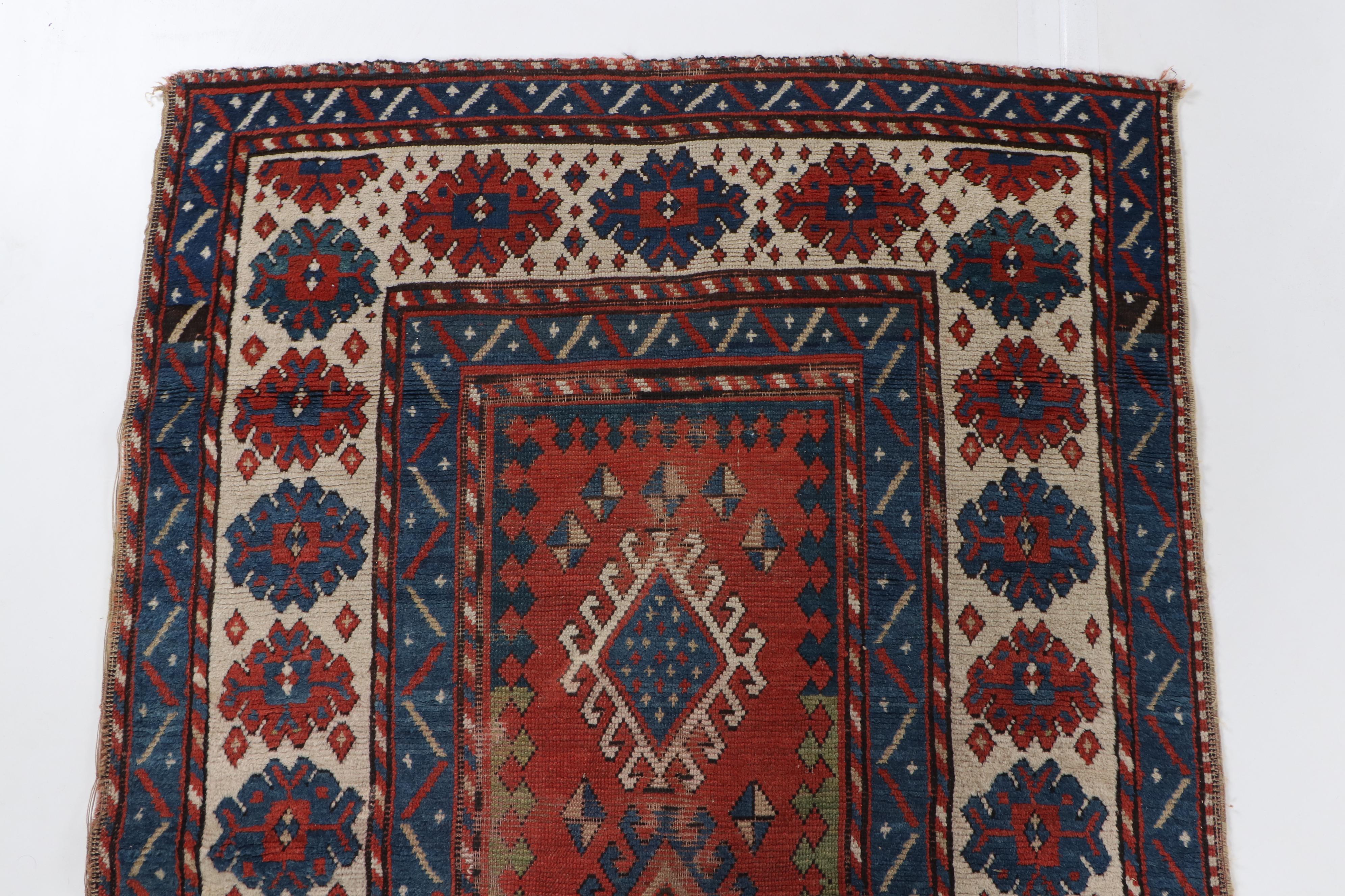 Hand-Knotted Caucasian Baku Wool Rug