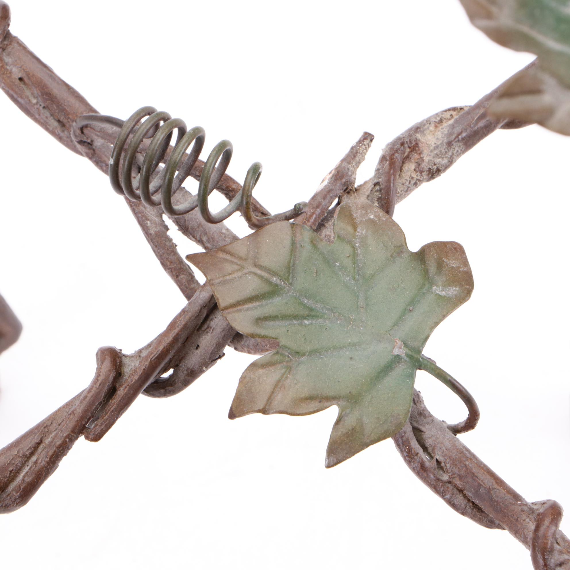 Contemporary Metal Grapevine and Foliate Motif Plant Stand