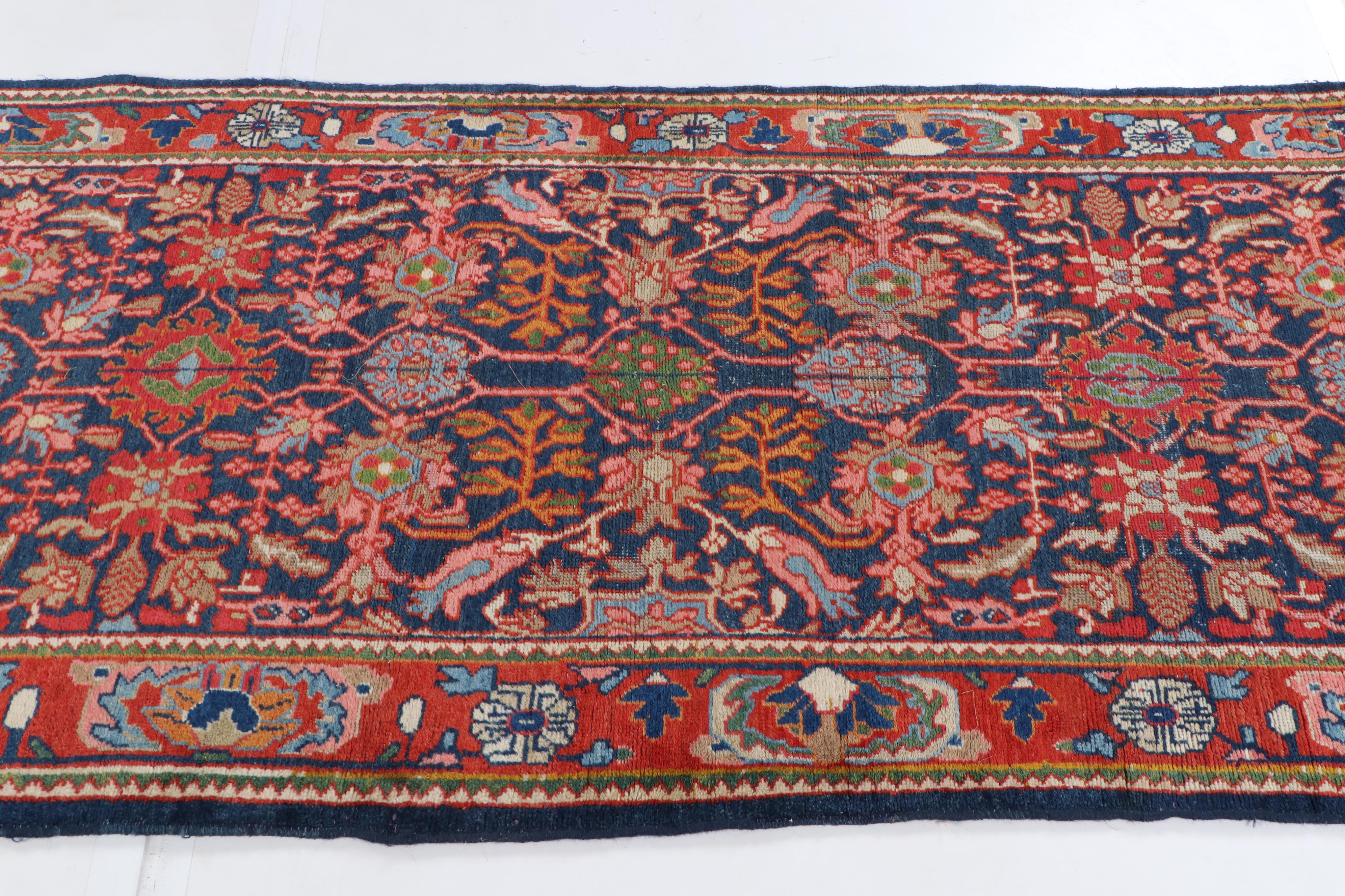 Hand-Knotted Persian Kurdish Bijar Wool Palace Sized Runner