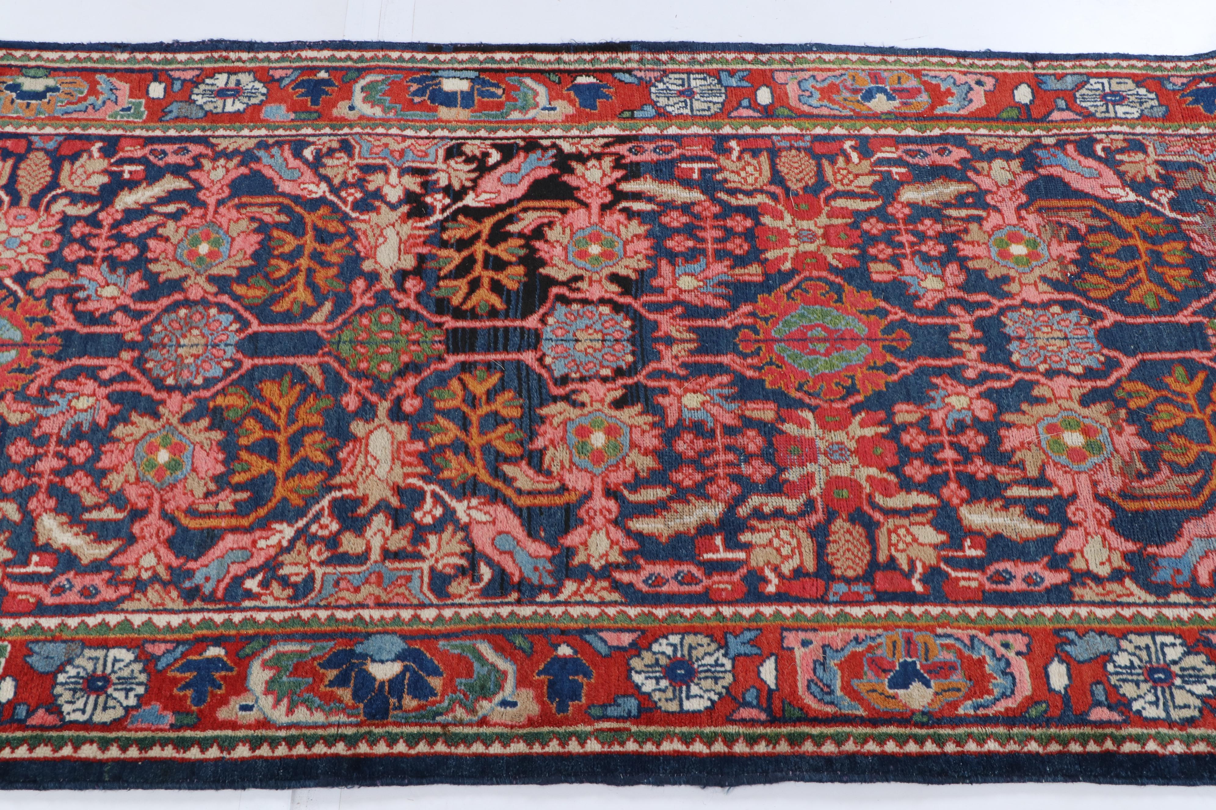 Hand-Knotted Persian Kurdish Bijar Wool Palace Sized Runner