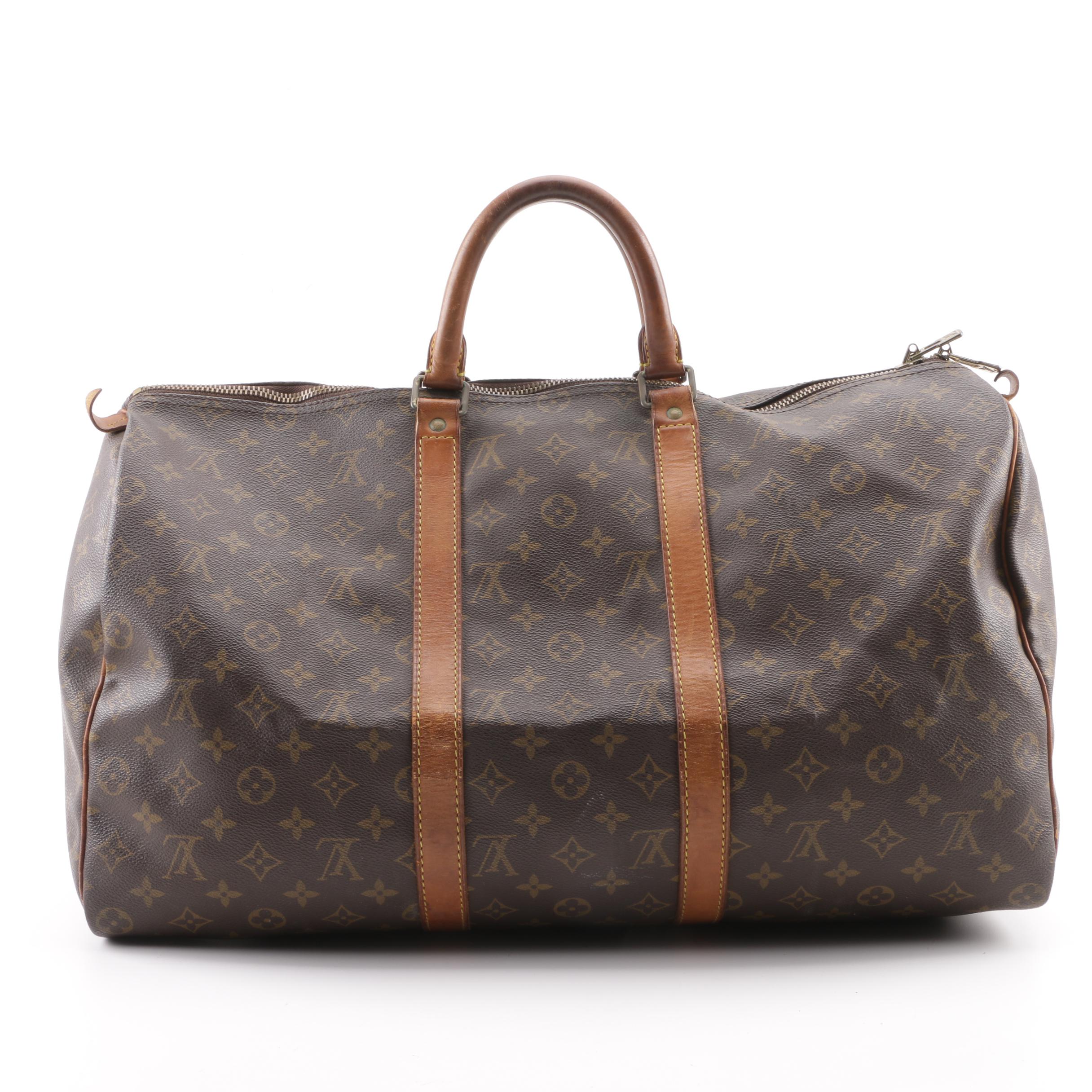 1990 Vintage Louis Vuitton Paris Monogram Canvas Keepall Duffle