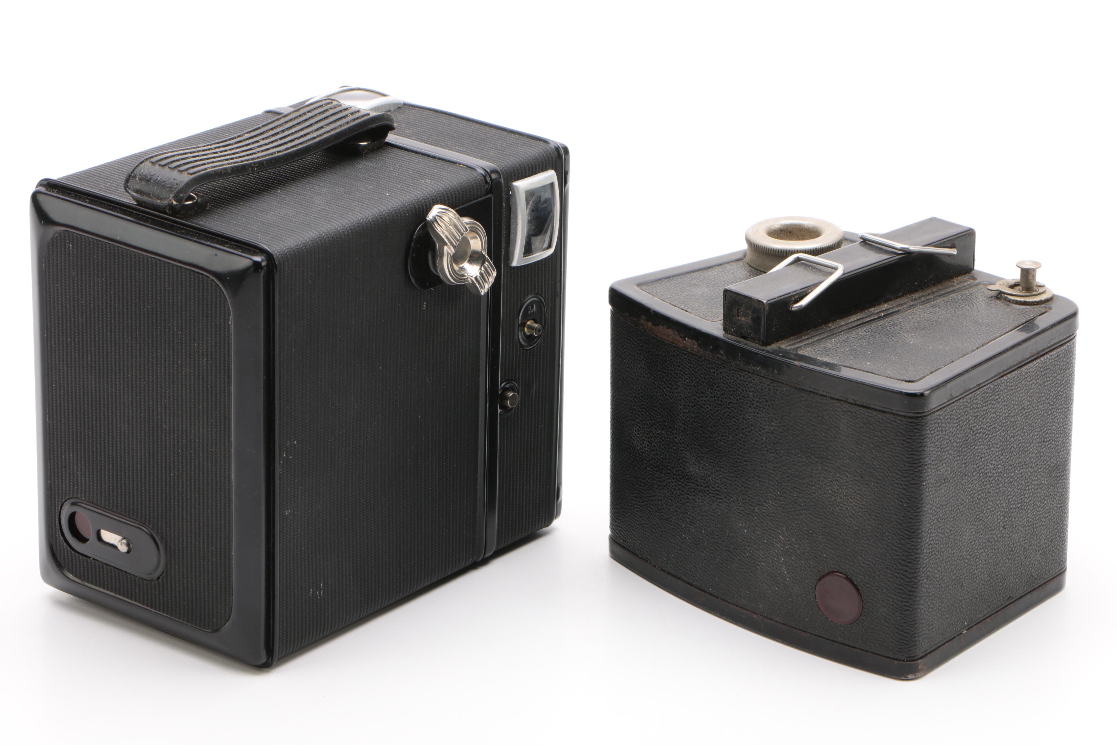 Kodak Brownie Flash Six-20 and Wardette 120 Box Cameras with Promaster Lens