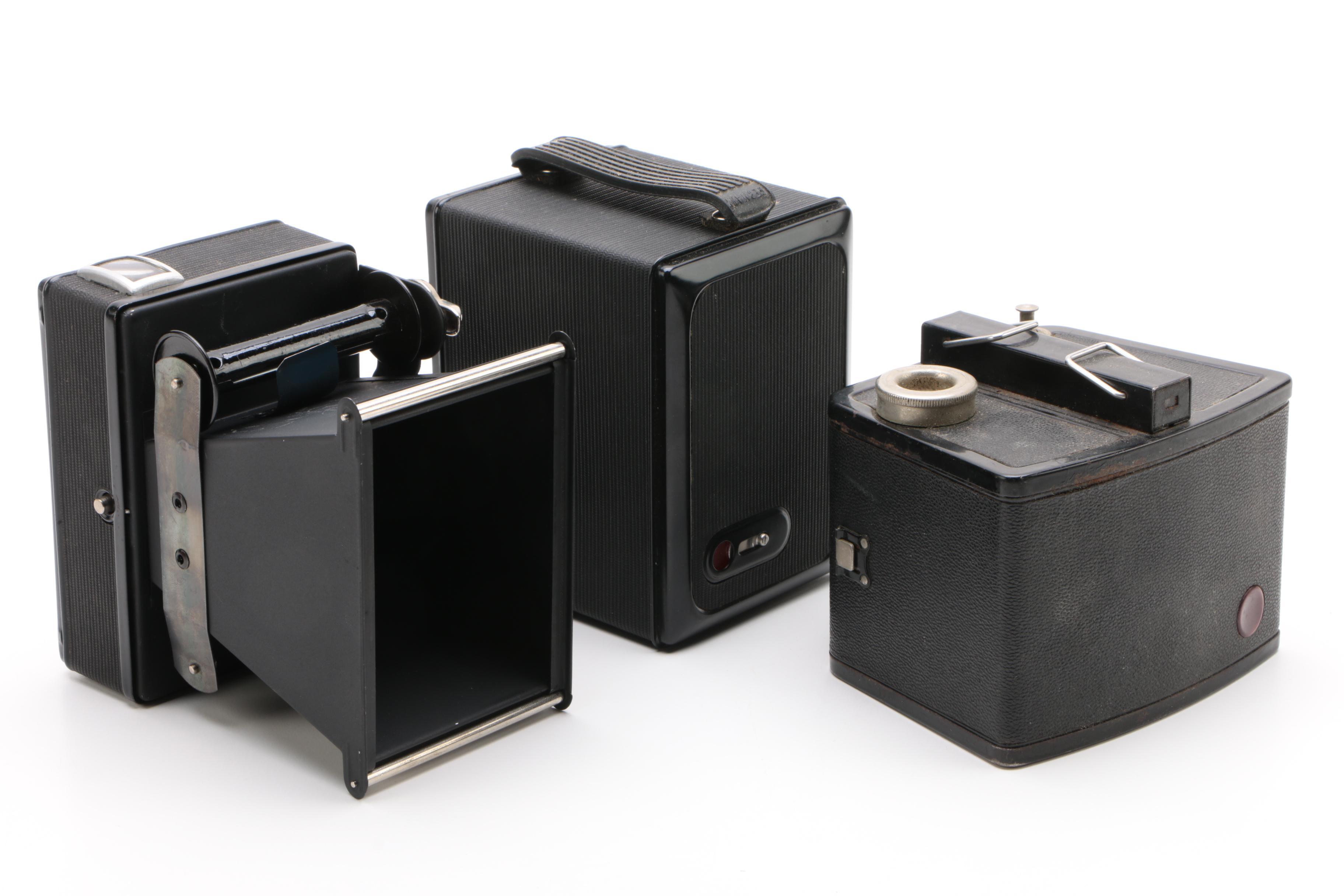 Kodak Brownie Flash Six-20 and Wardette 120 Box Cameras with Promaster Lens