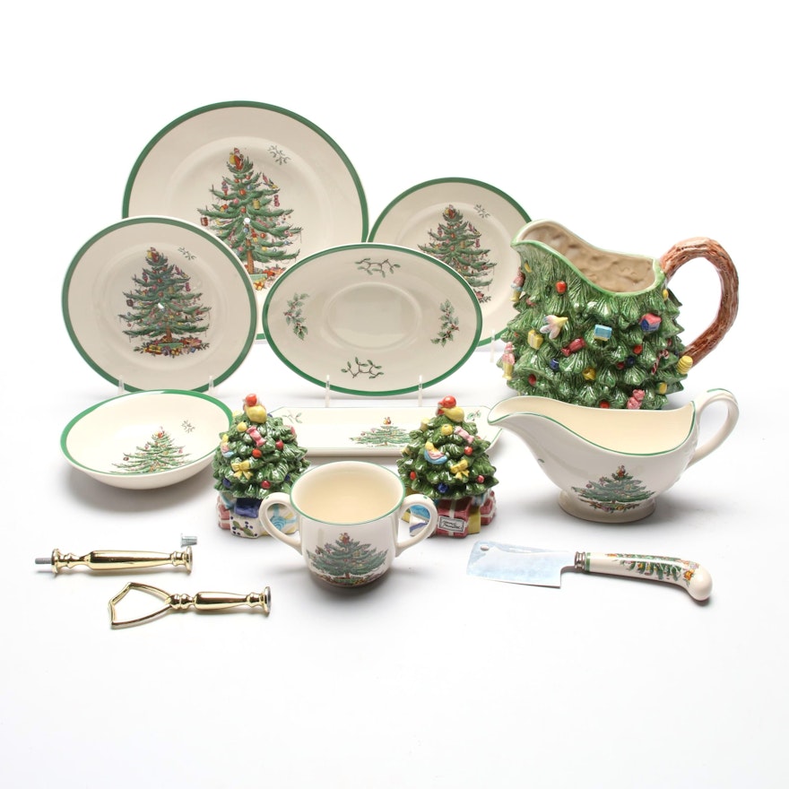 Spode "Christmas Tree" Tableware with Royal China Water Pitcher