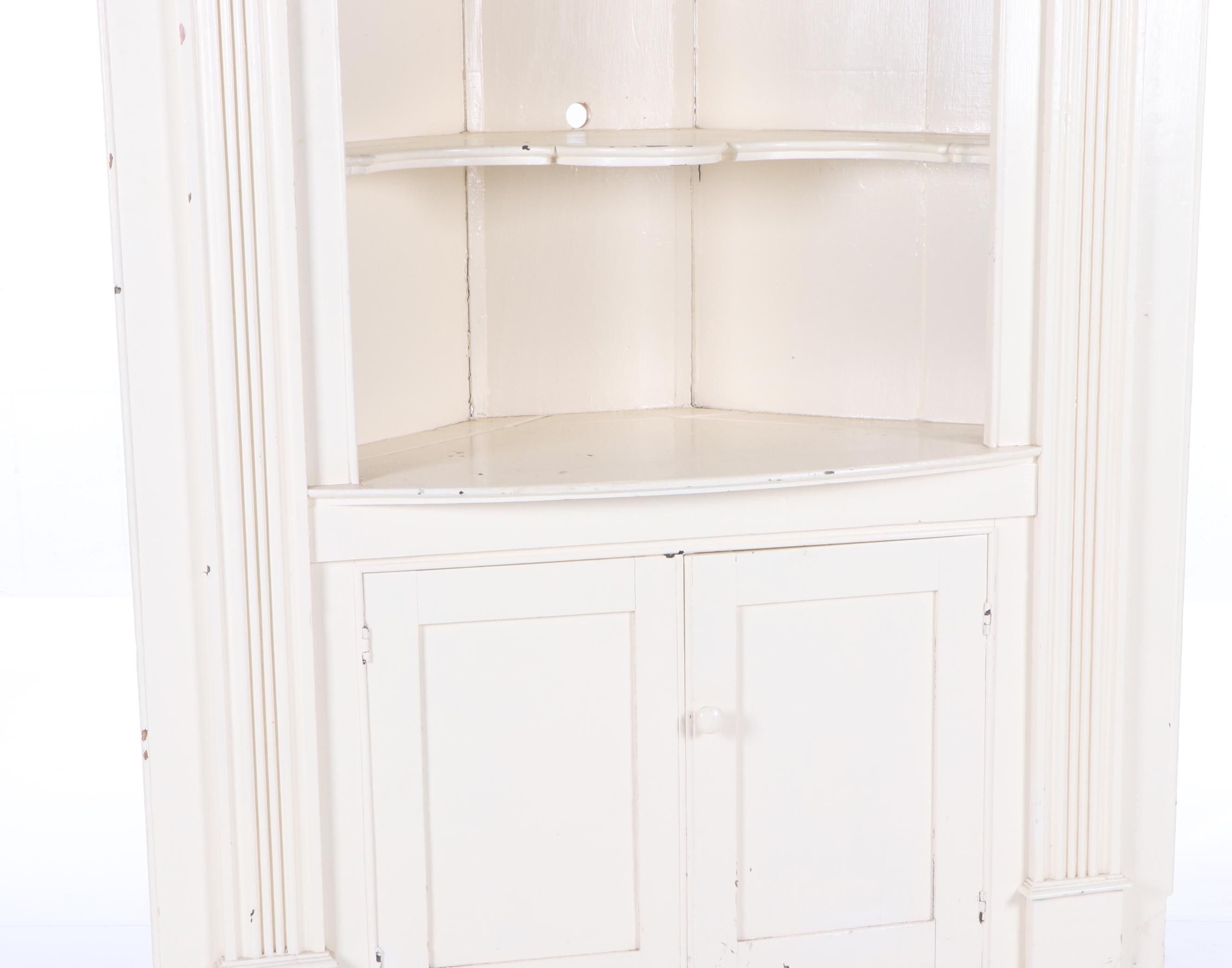 Neoclassical Style Painted Wood Corner Display Cabinet, Mid 19th Century