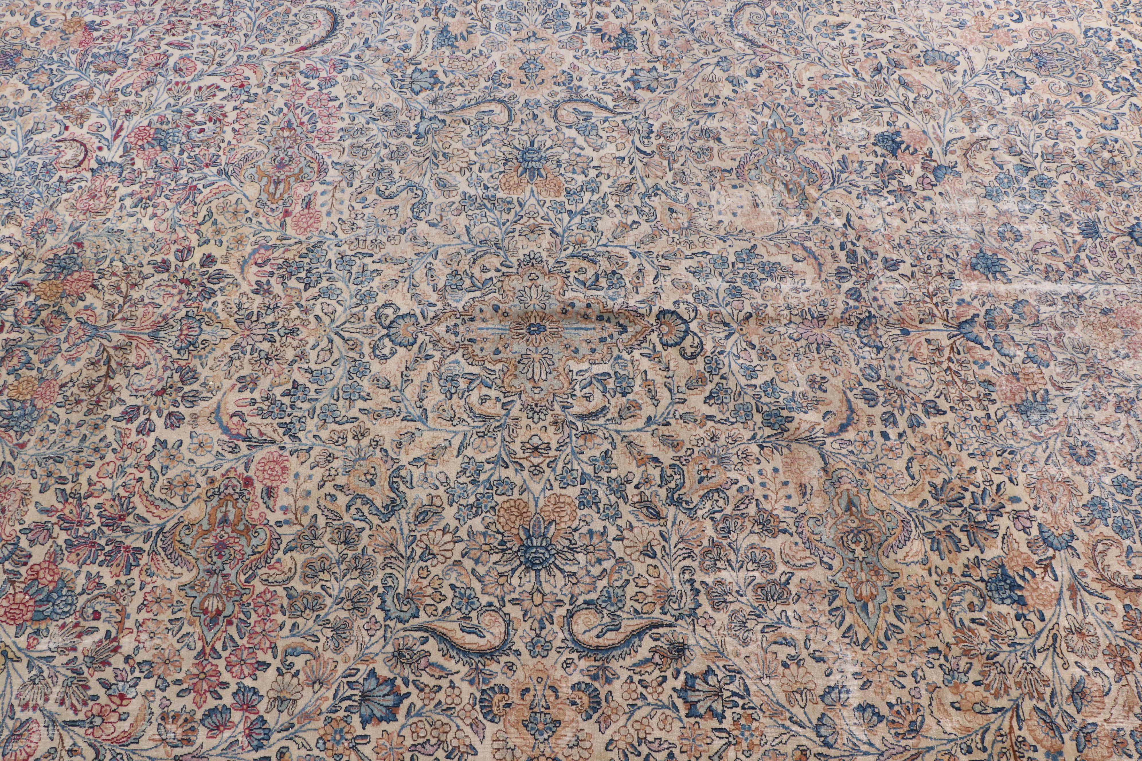 Hand-Knotted Persian Kerman Wool Palace Sized Rug
