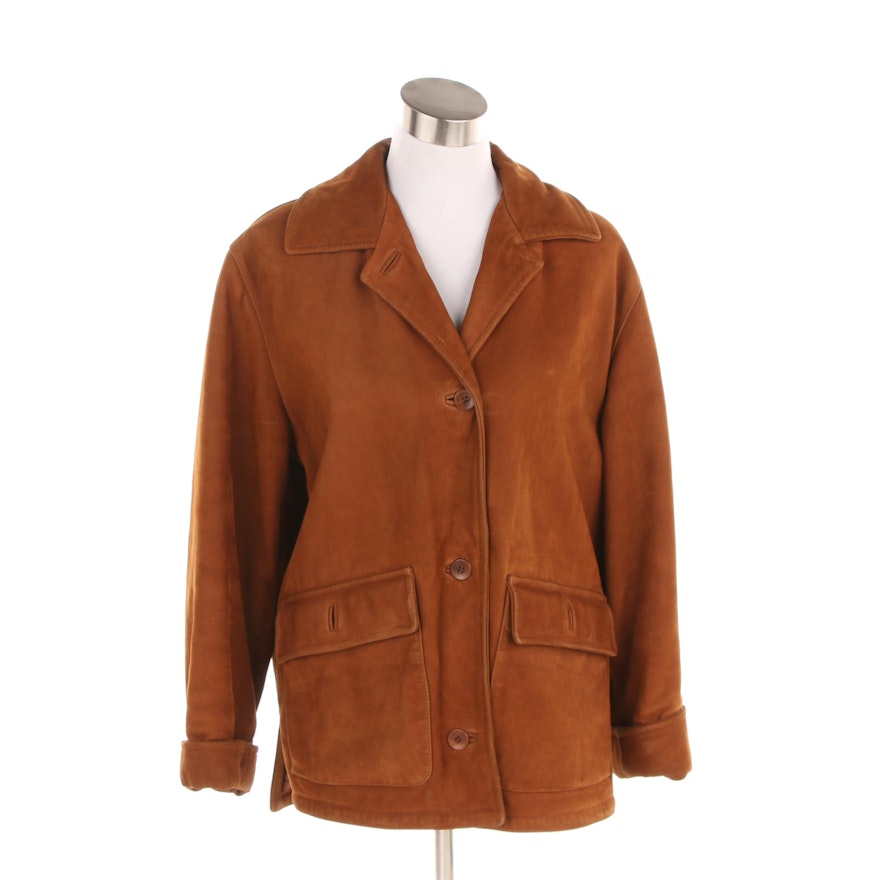 Women's Coach Chestnut Brown Nubuck Leather Barn Jacket