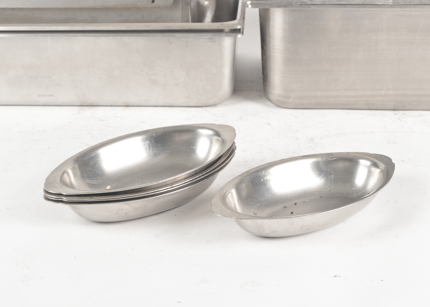 Bain Marie Stainless Steel Steam Pans with Edward Don & Co. Butter Dishes
