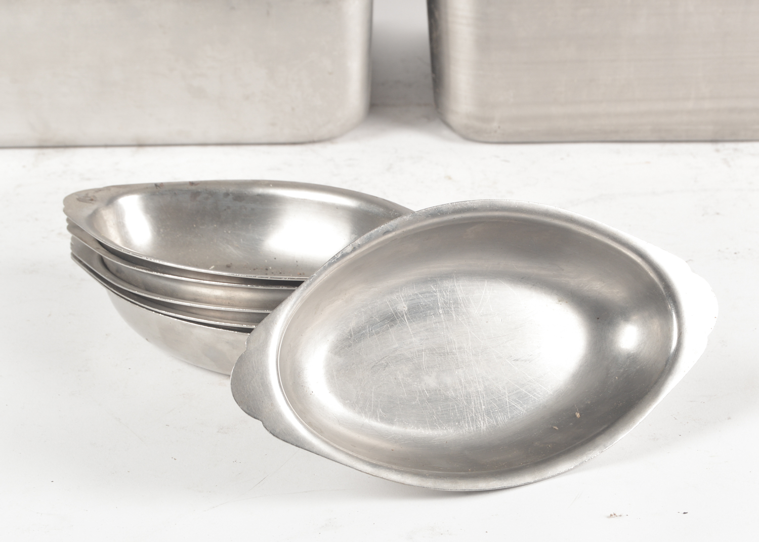 Bain Marie Stainless Steel Steam Pans with Edward Don & Co. Butter Dishes