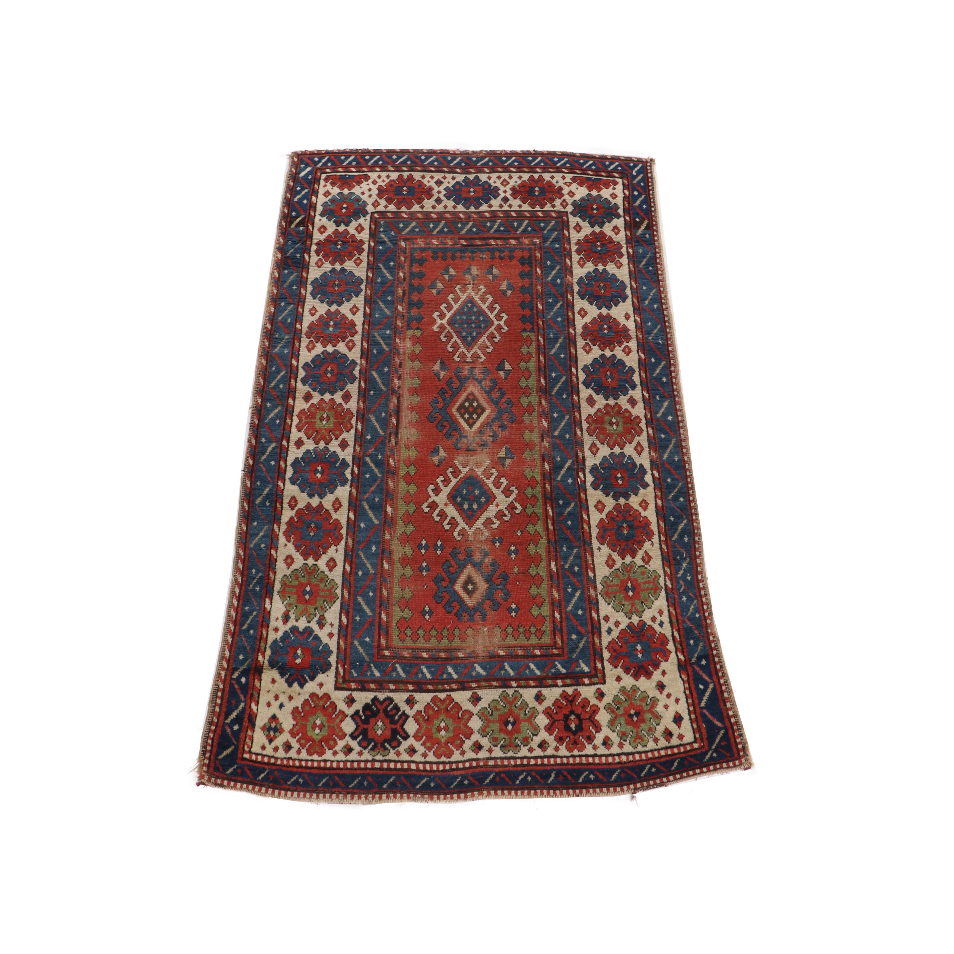 Hand-Knotted Caucasian Baku Wool Rug