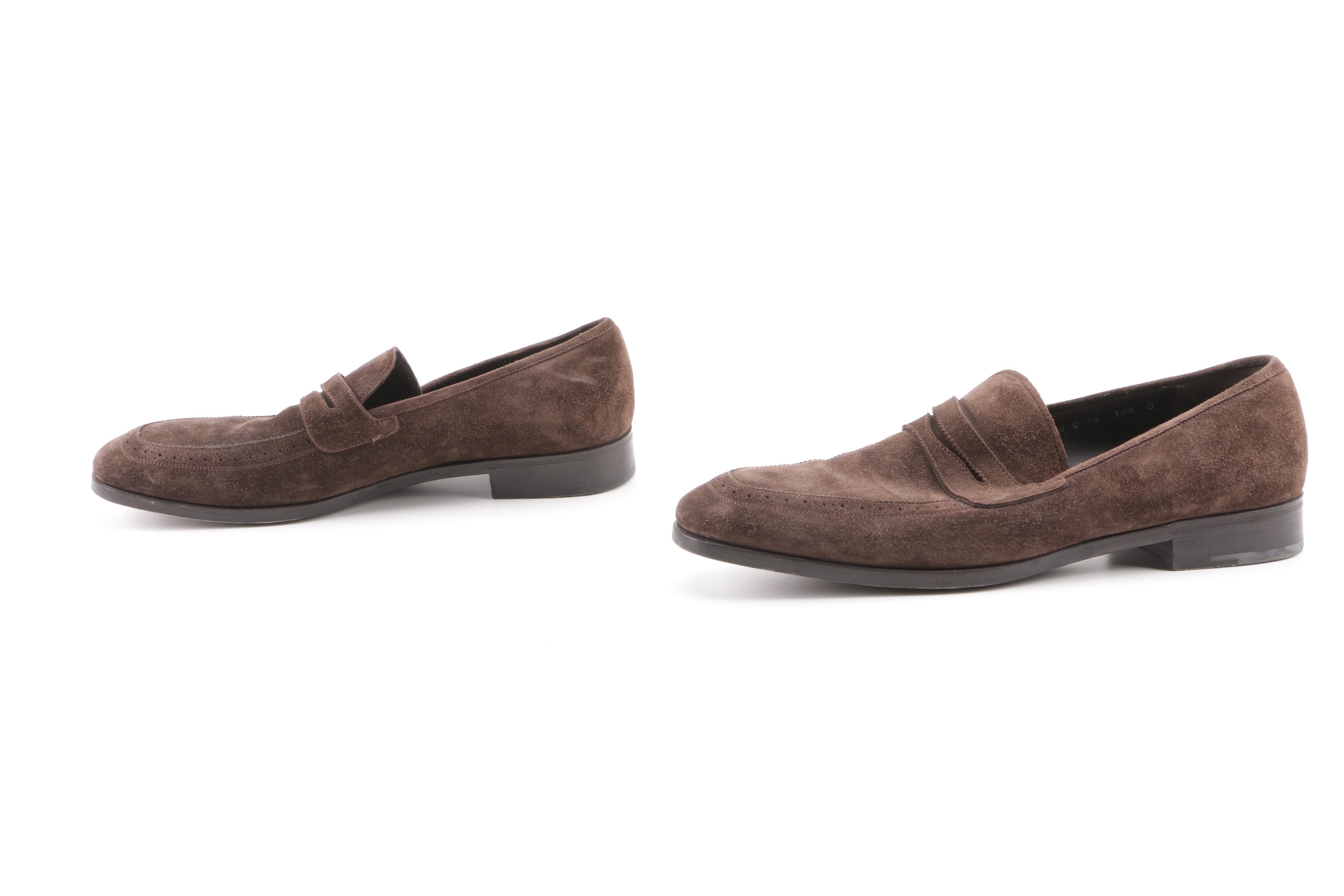 Men's Prada and Salvatore Ferragamo Leather and Suede Penny Loafers