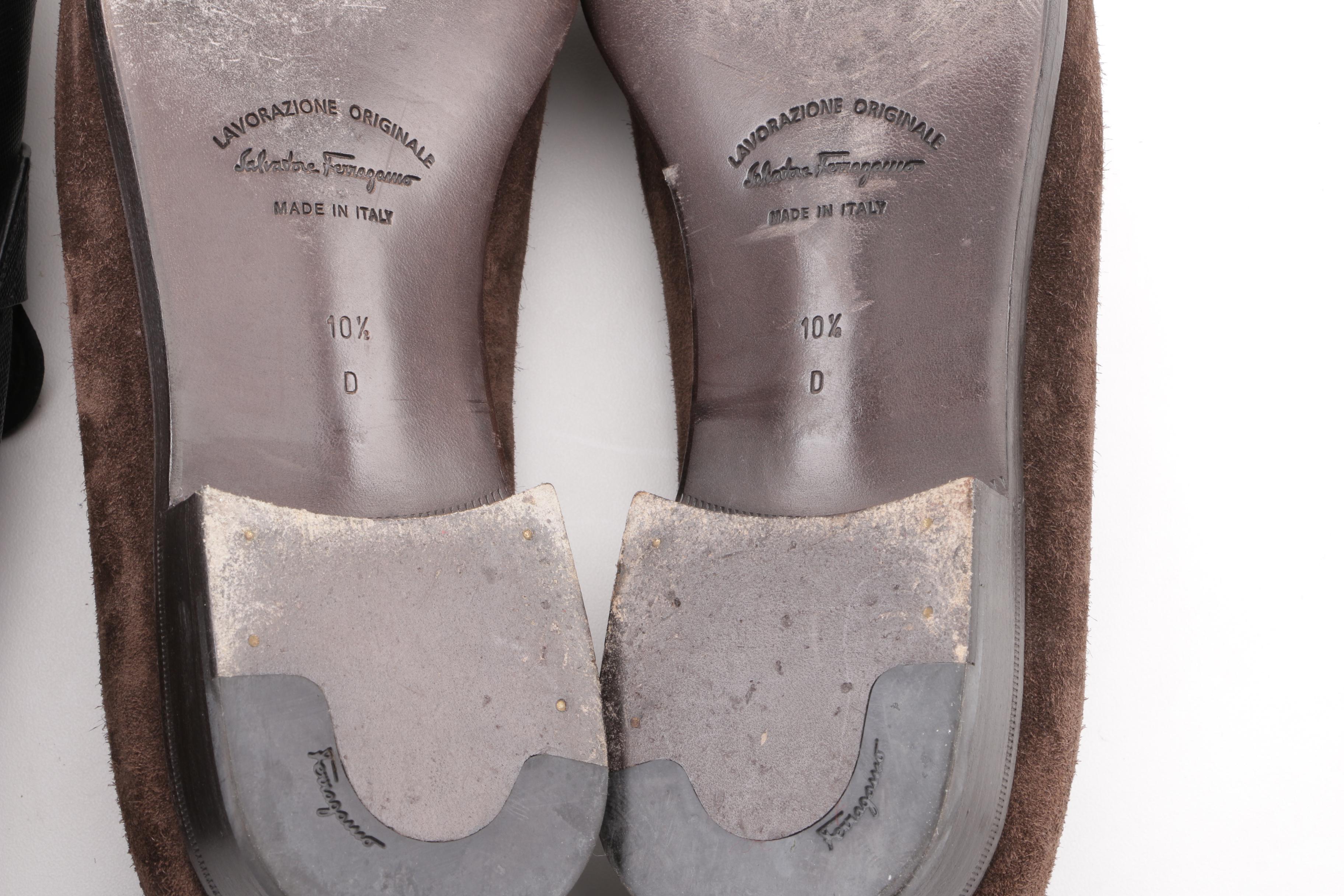 Men's Prada and Salvatore Ferragamo Leather and Suede Penny Loafers