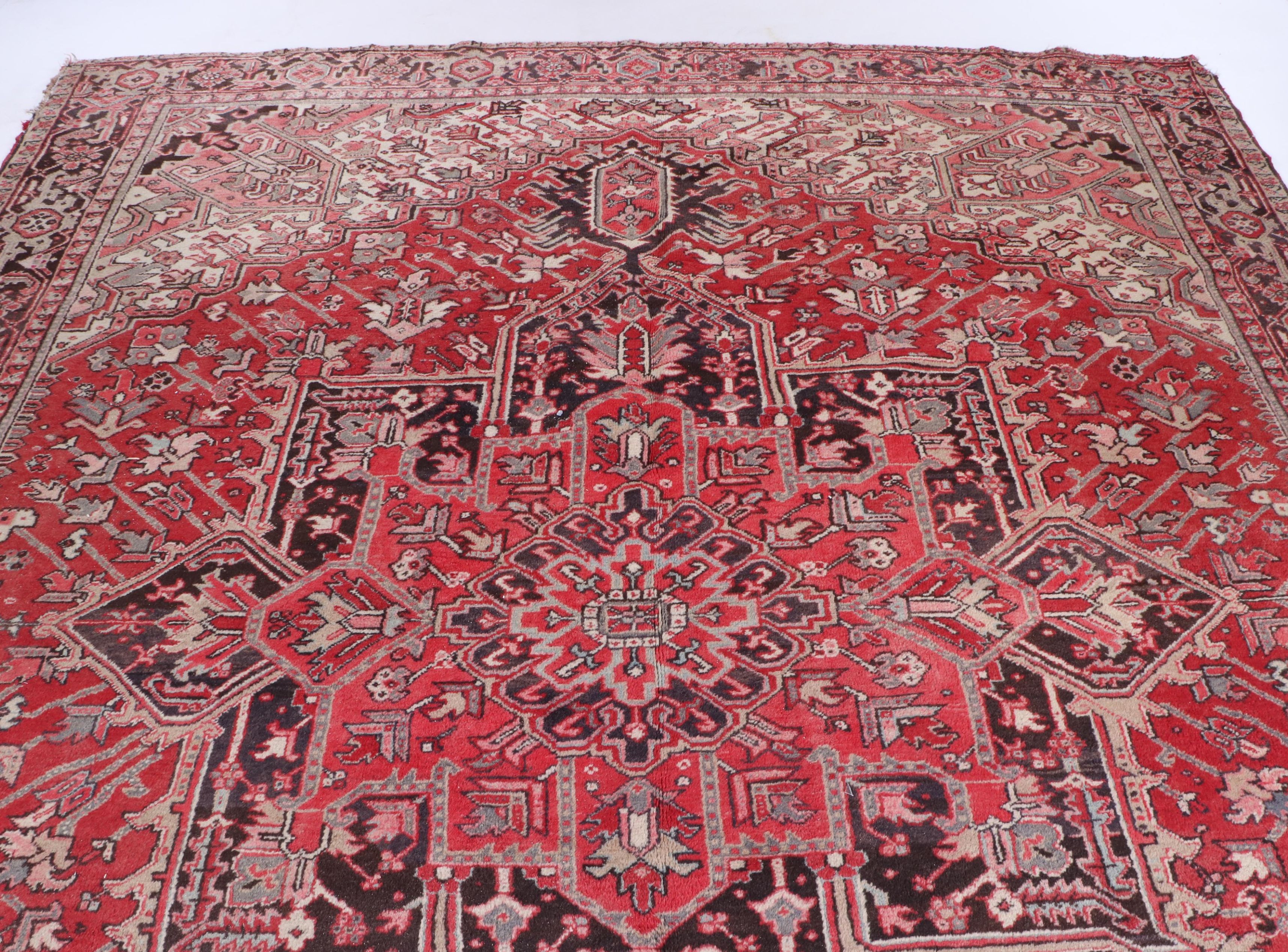 Hand-Knotted Persian Heriz Wool Room Sized Rug