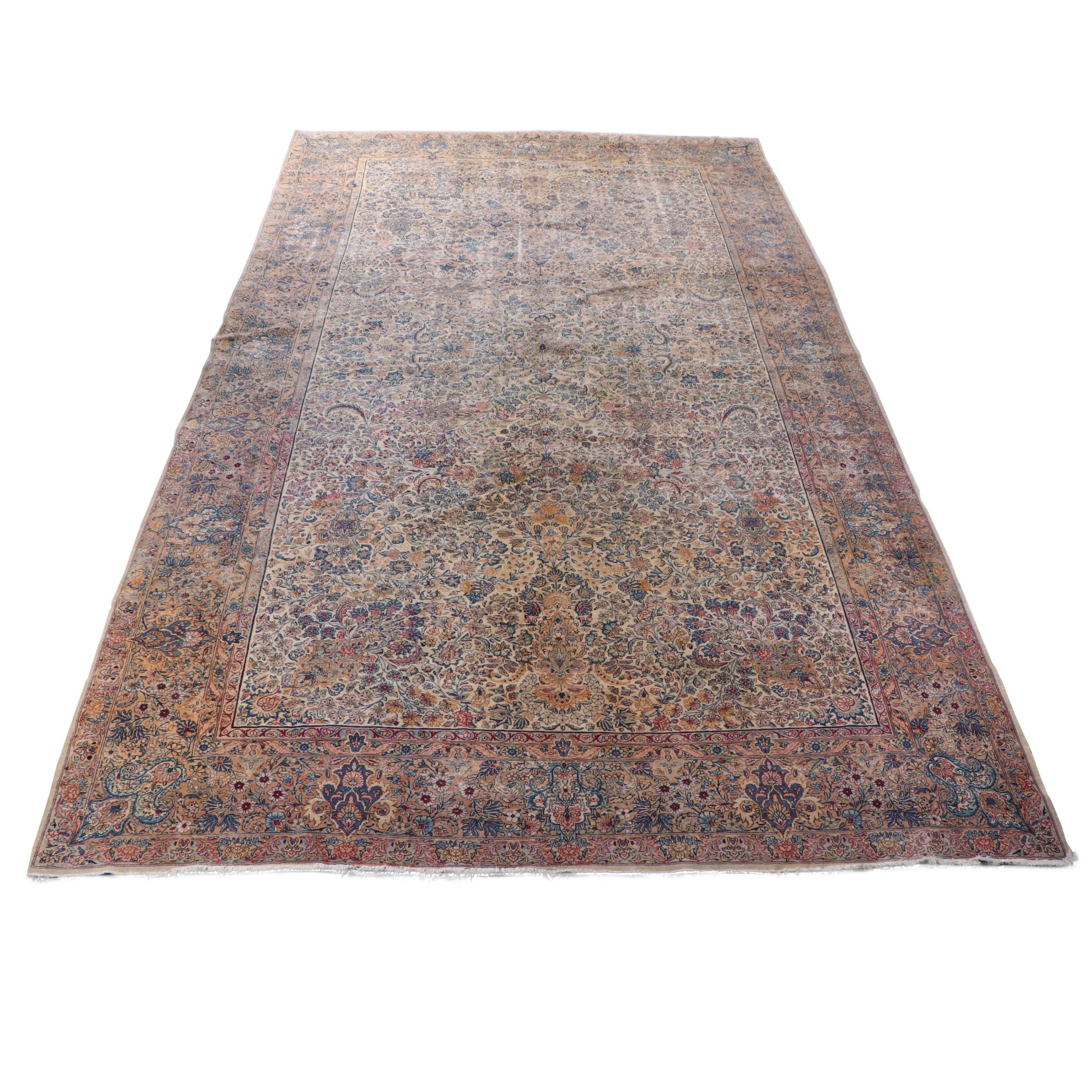 Hand-Knotted Persian Kerman Wool Palace Sized Rug