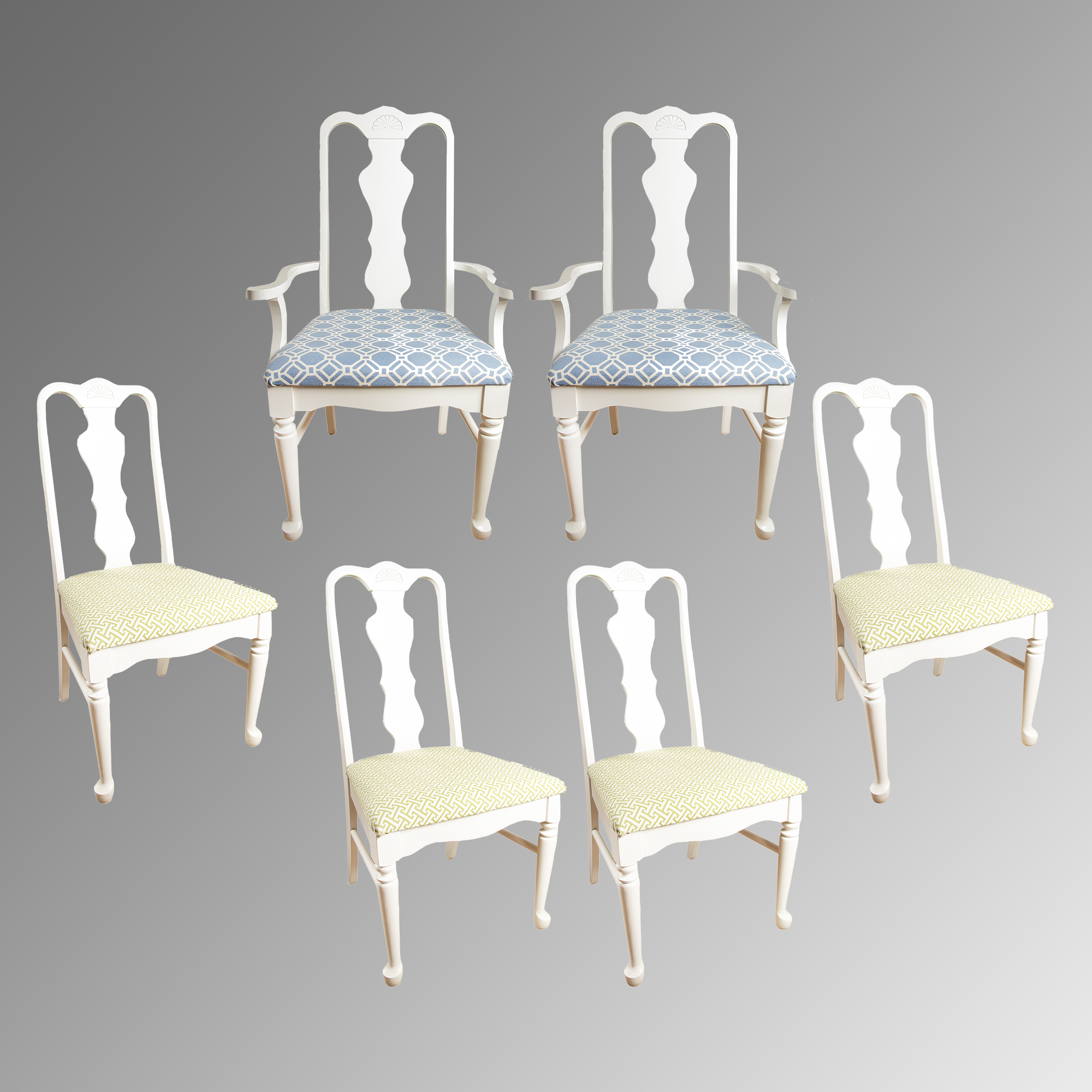 "Country French" Painted Wood Dining Chairs by Broyhill, Late 20th ...