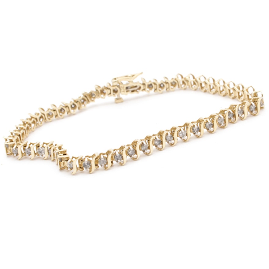 14K Yellow Gold 2.00 CTW Diamond Tennis Bracelet