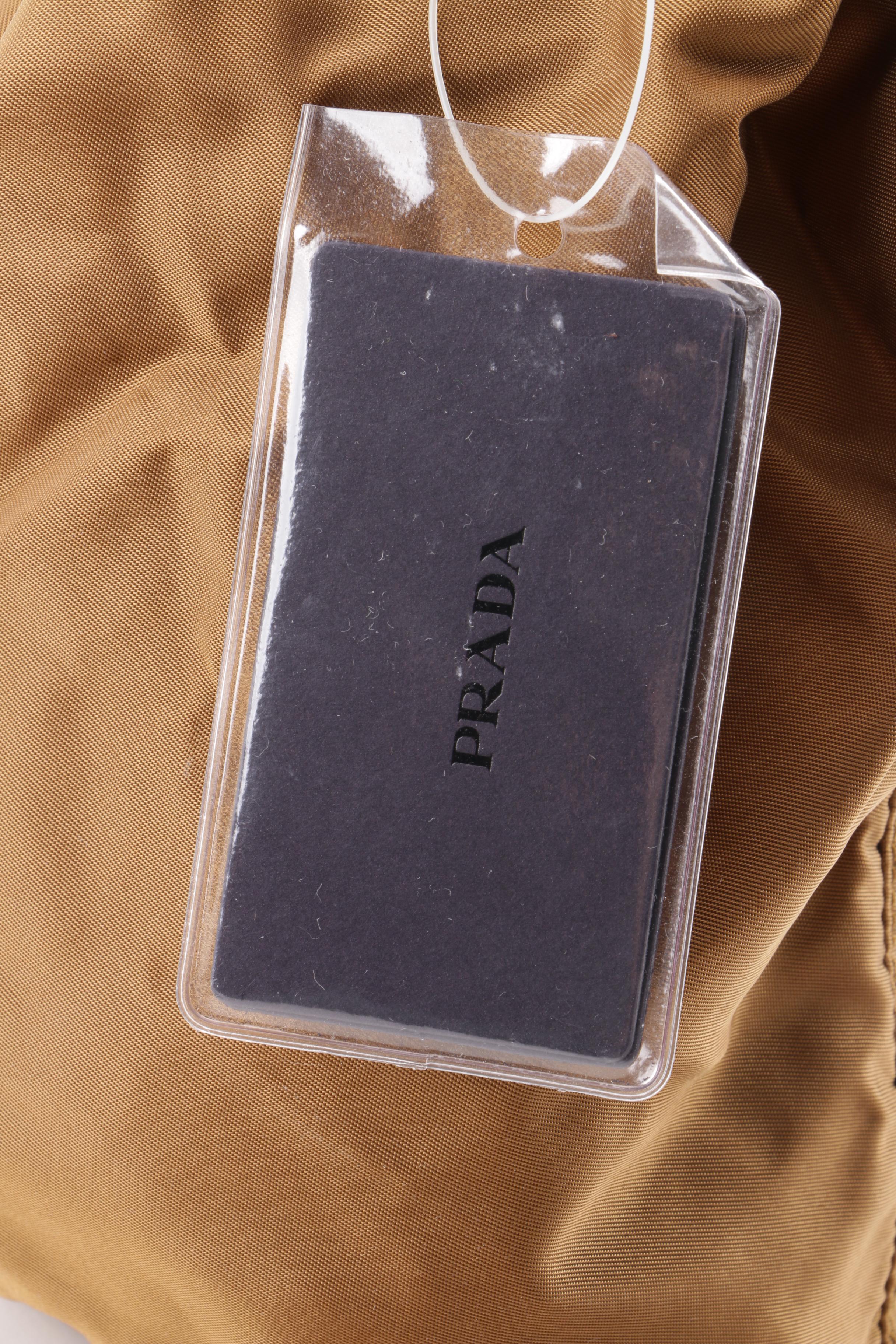 Prada Vela Tobacco Nylon Drawstring Pouch