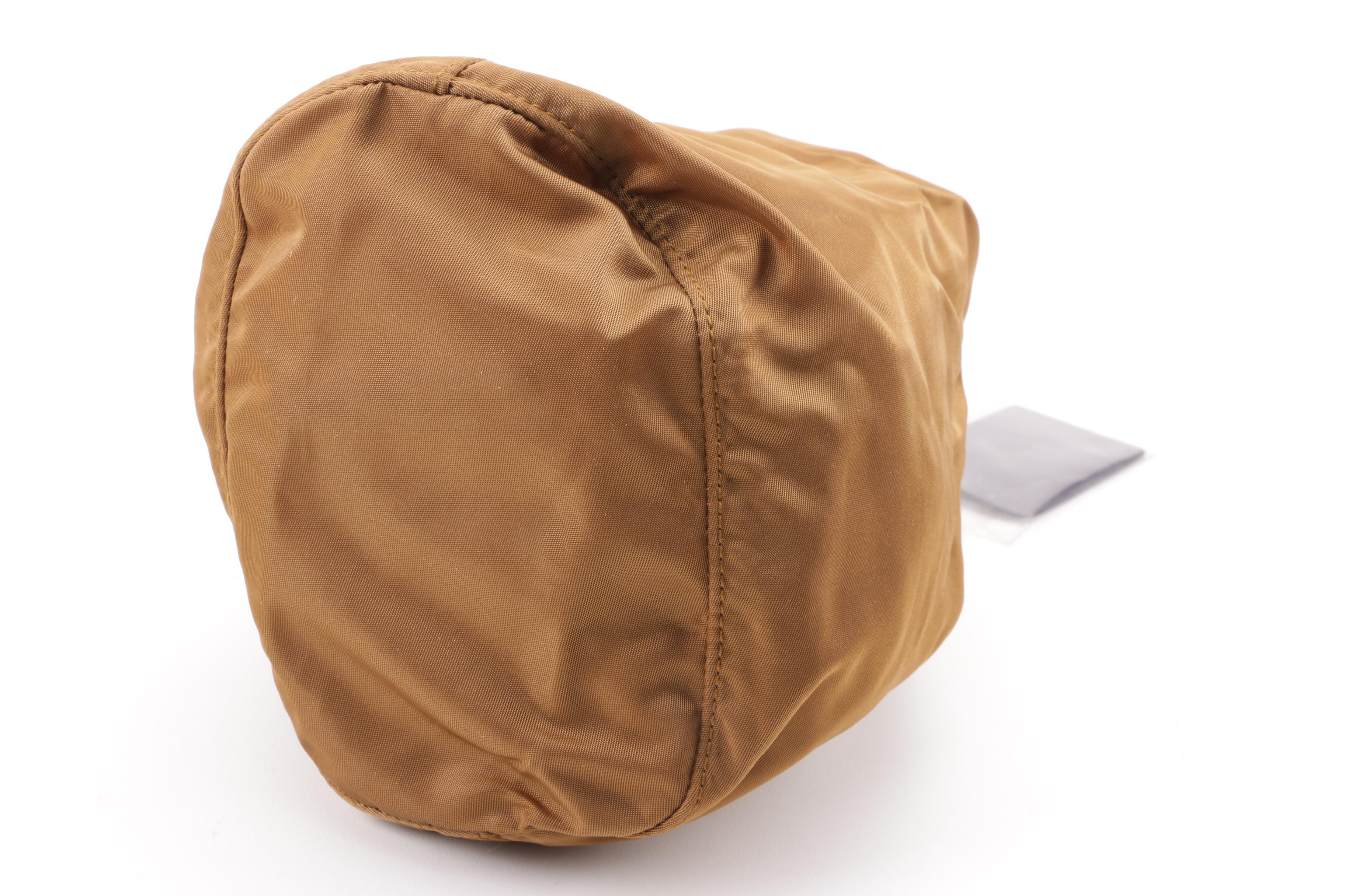 Prada Vela Tobacco Nylon Drawstring Pouch