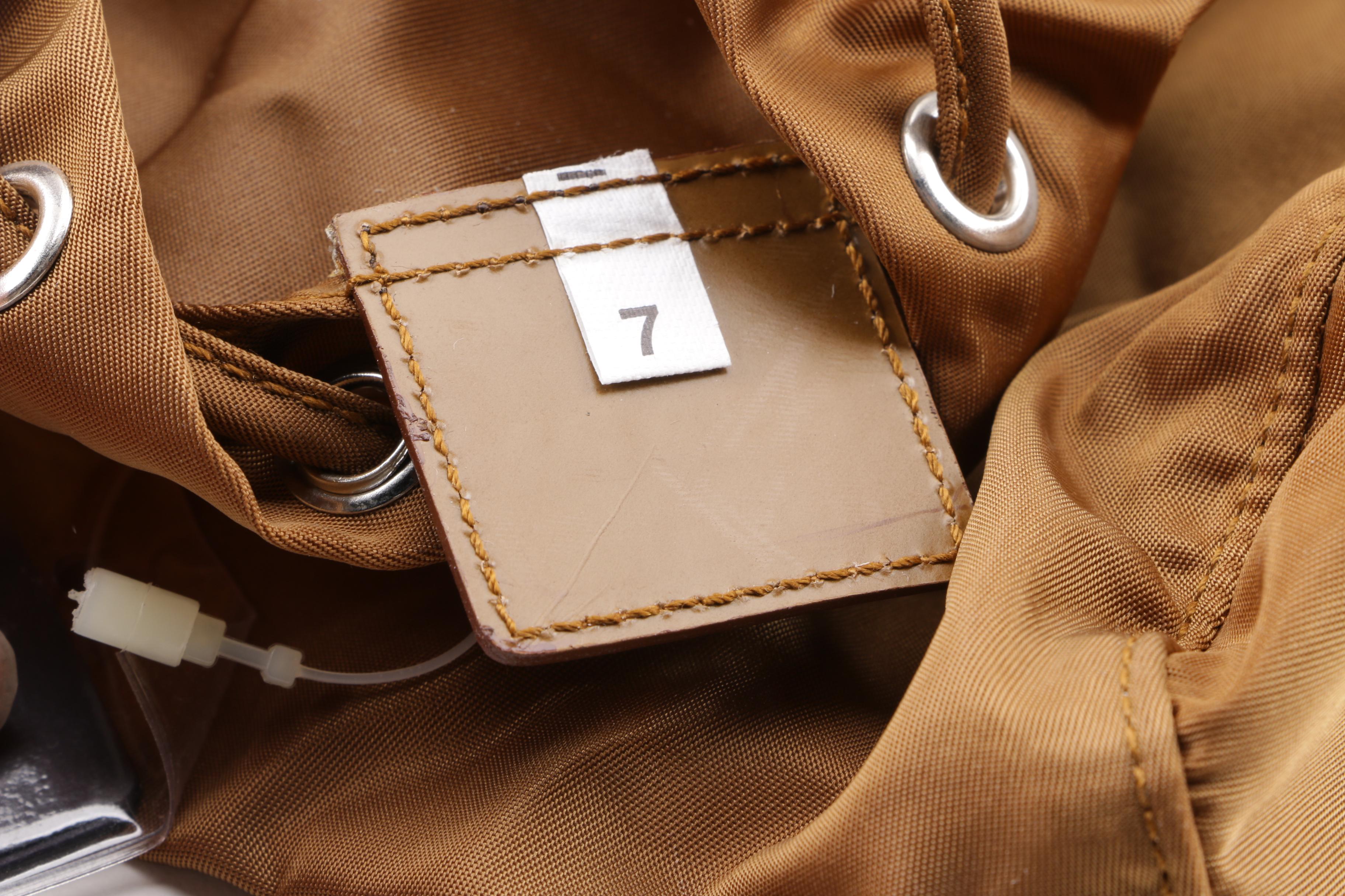 Prada Vela Tobacco Nylon Drawstring Pouch