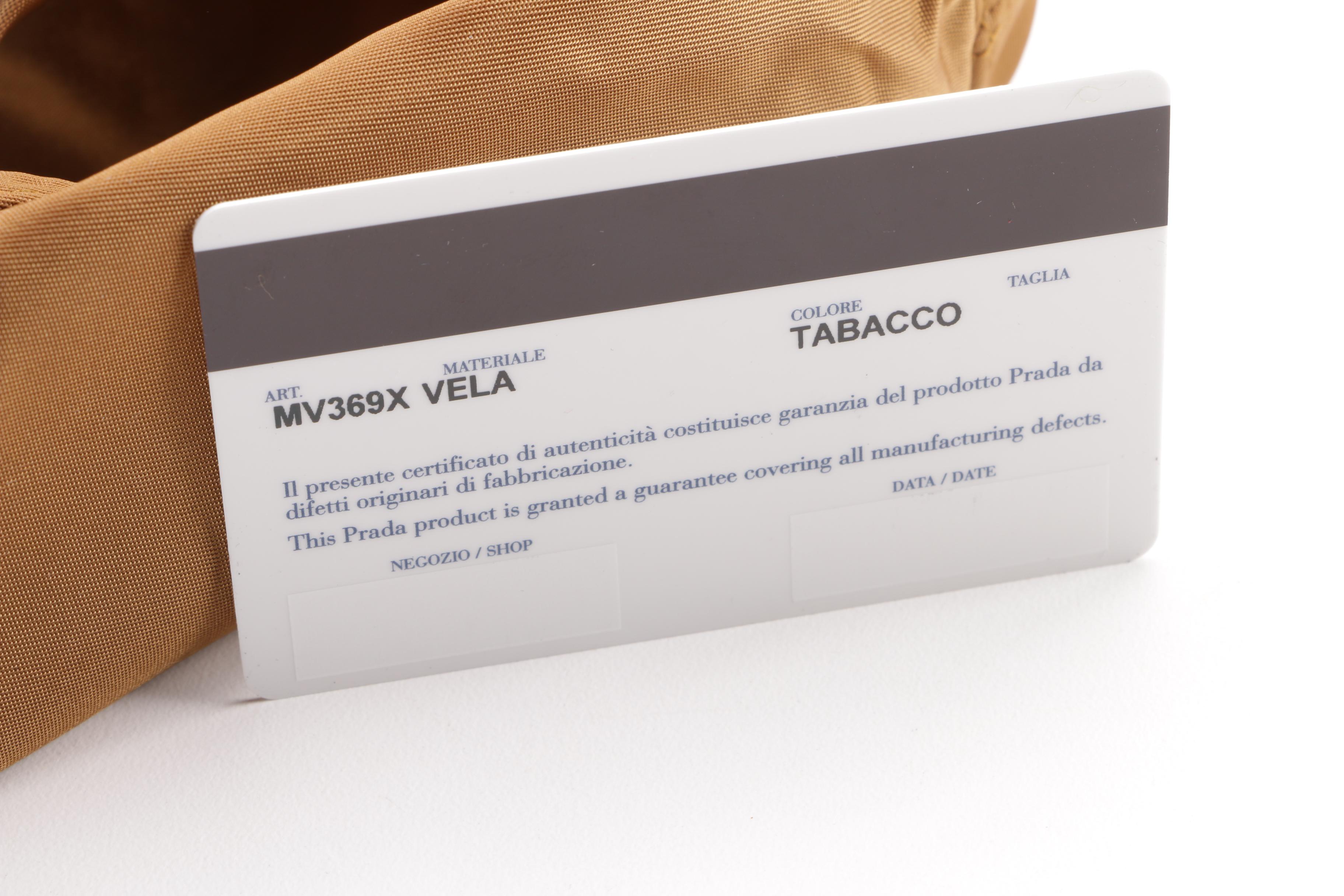 Prada Vela Tobacco Nylon Drawstring Pouch