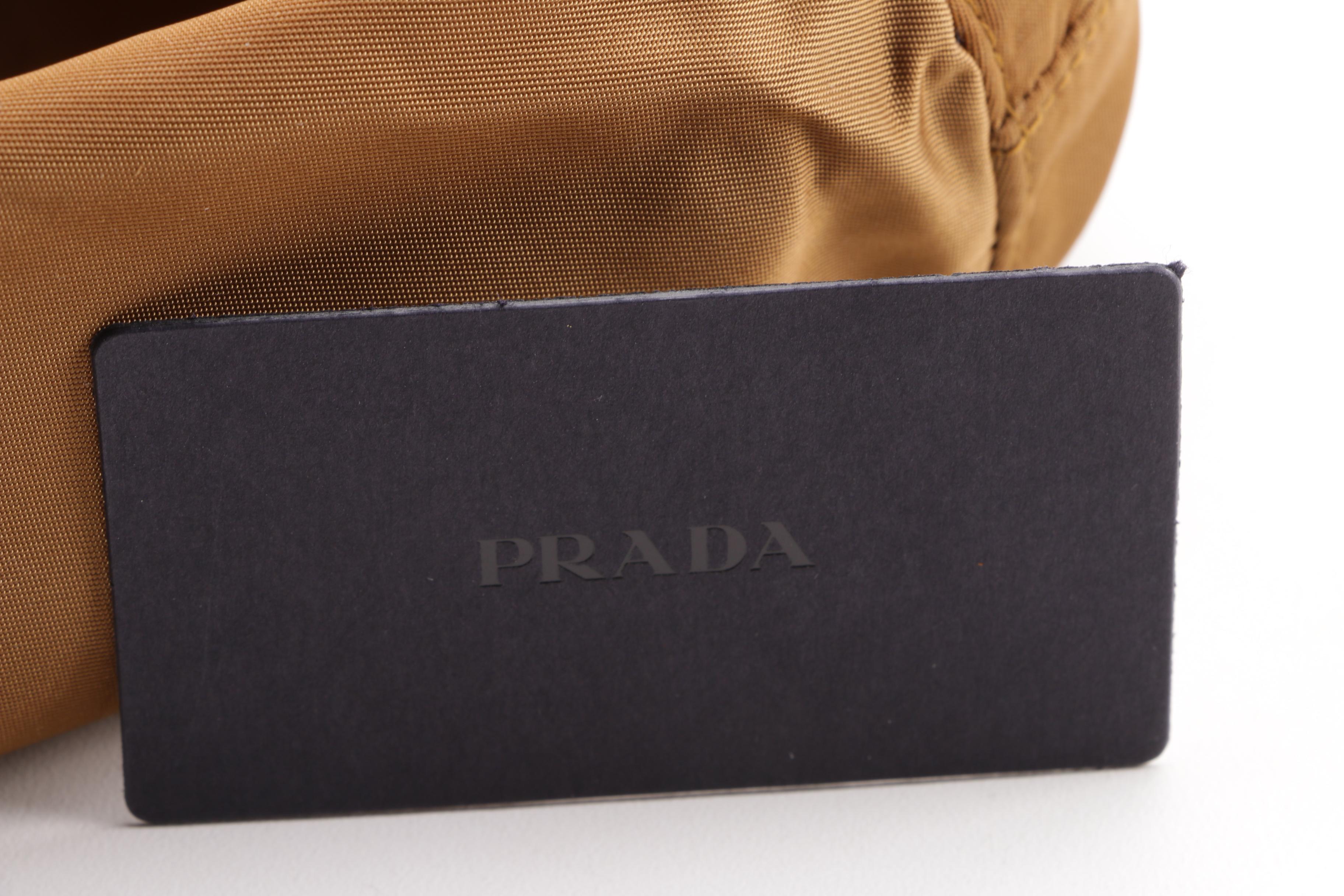 Prada Vela Tobacco Nylon Drawstring Pouch