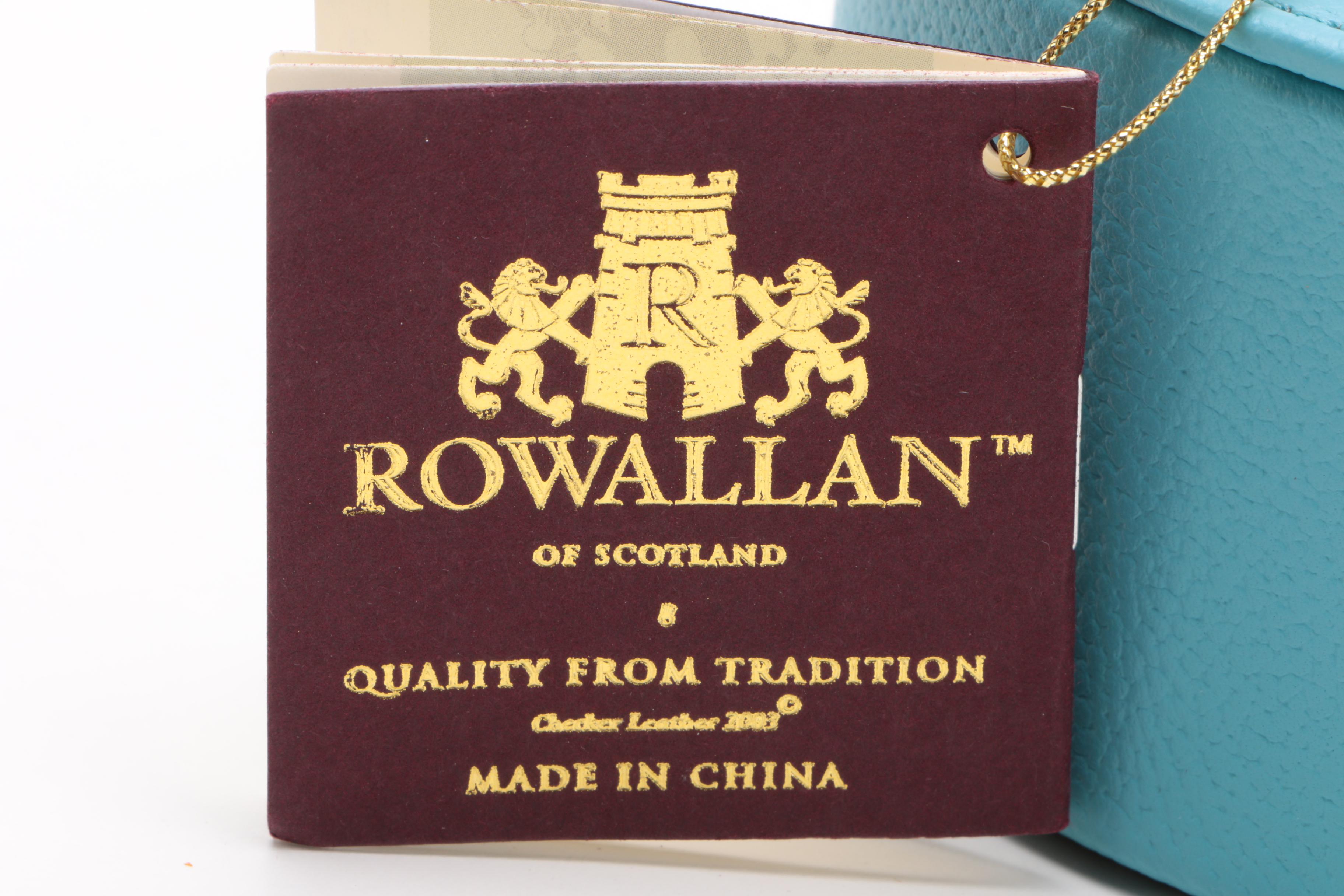 Rowallan Blue Full Grain Leather Jewelry Cases and Travel Alarm Clock