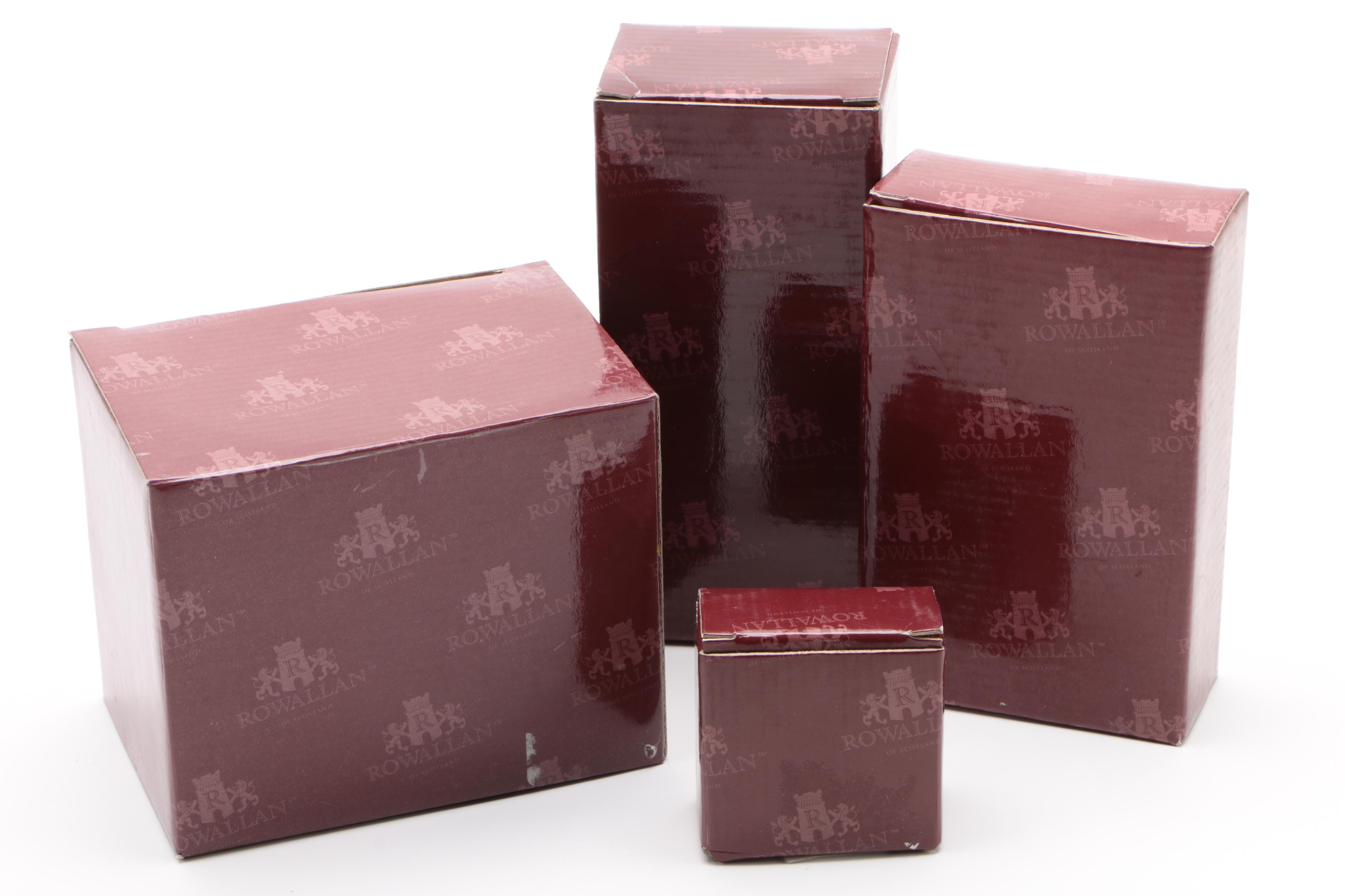 Rowallan Blue Full Grain Leather Jewelry Cases and Travel Alarm Clock