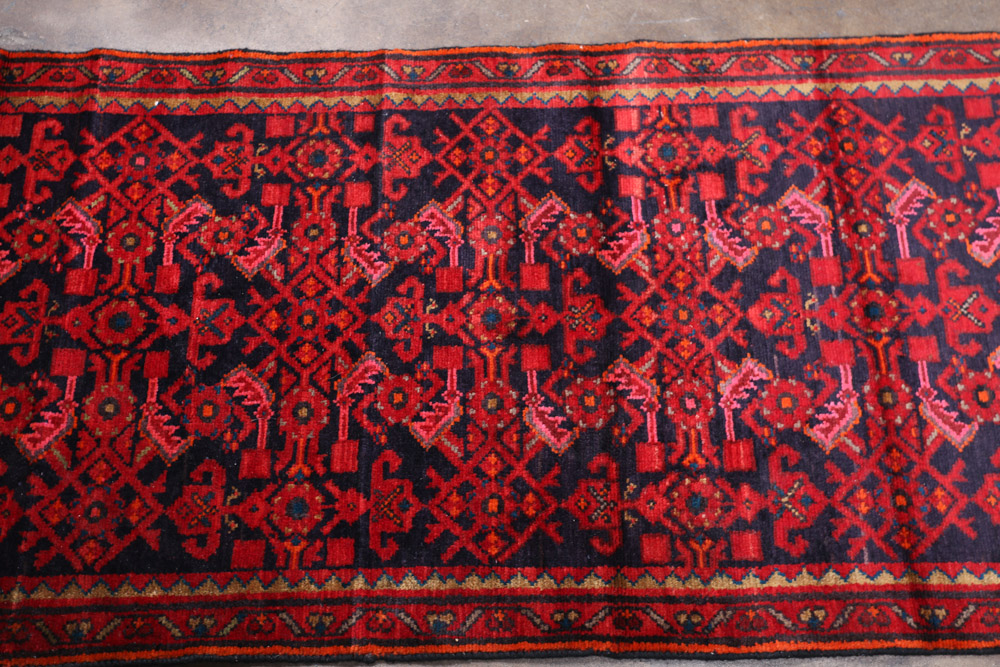 Hand-Knotted Persian Hamadan Wool Carpet Runner