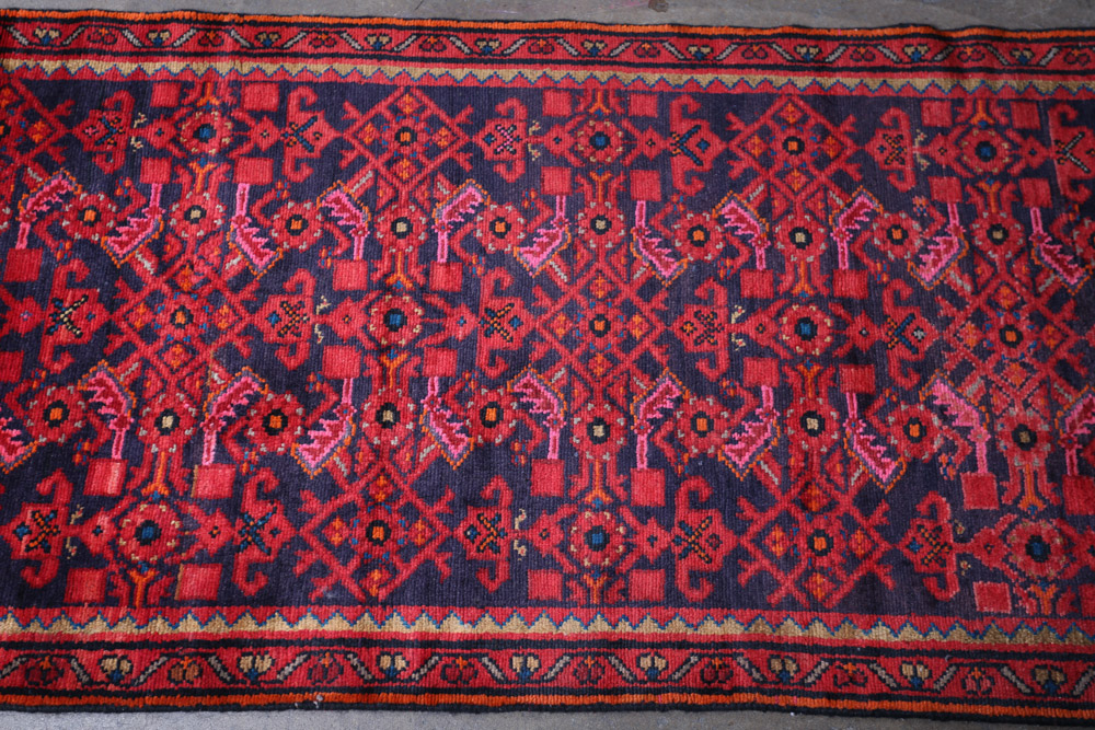 Hand-Knotted Persian Hamadan Wool Carpet Runner