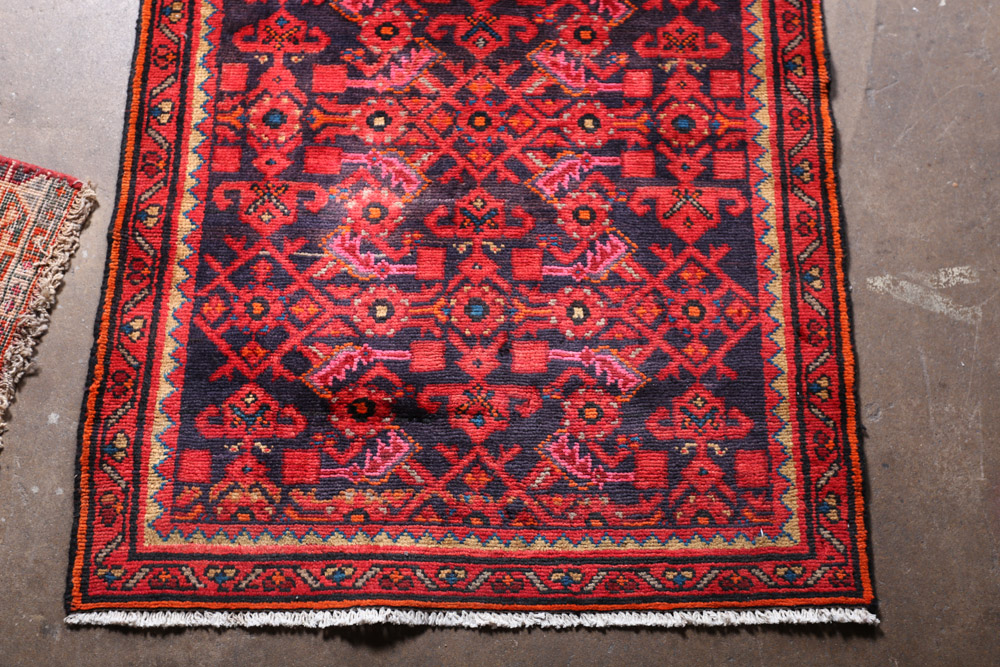 Hand-Knotted Persian Hamadan Wool Carpet Runner