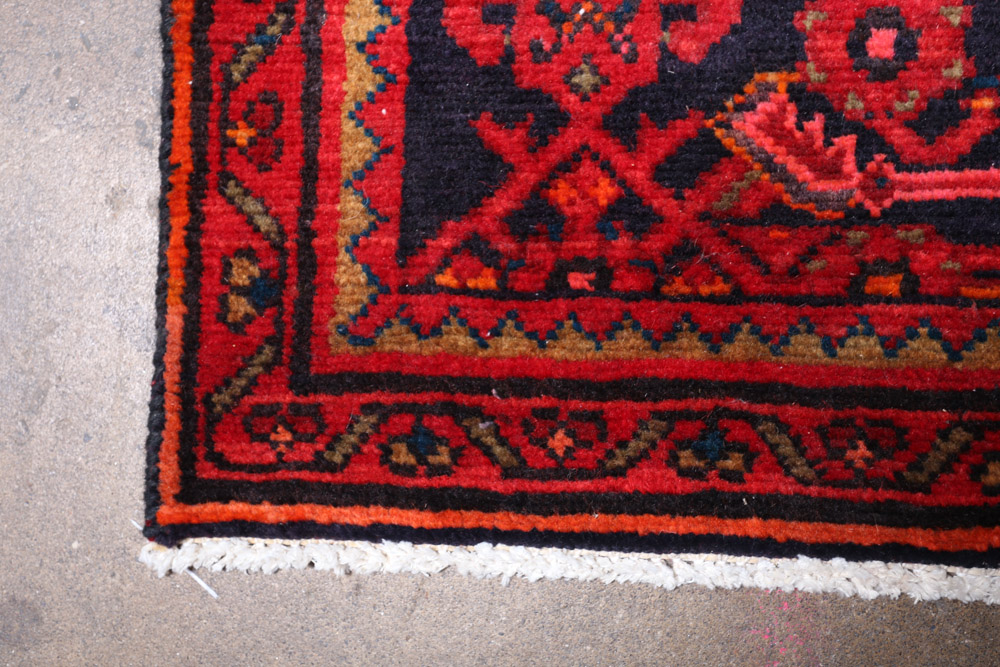 Hand-Knotted Persian Hamadan Wool Carpet Runner