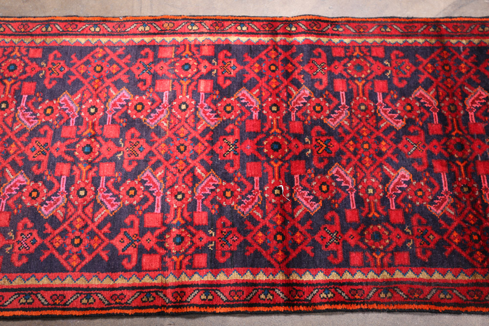 Hand-Knotted Persian Hamadan Wool Carpet Runner