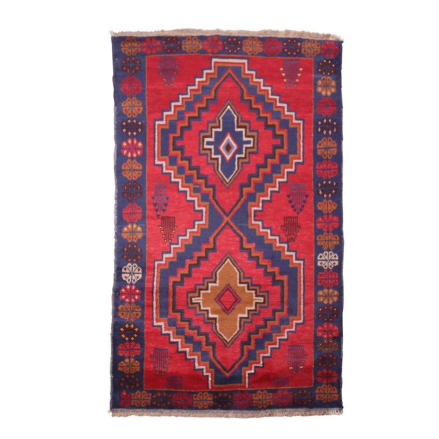 Hand-Knotted Pakistani Baluch Wool Rug