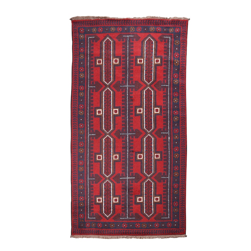 Hand-Knotted Pakistani Baluch Wool Rug