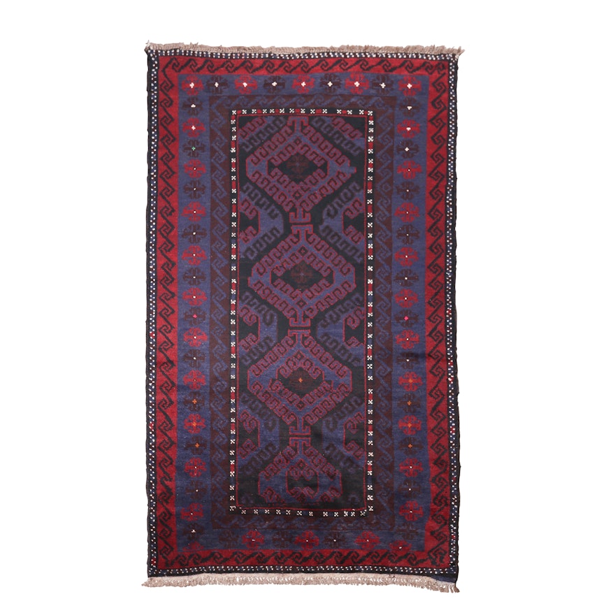 Hand-Knotted Pakistani Baluch Wool Rug