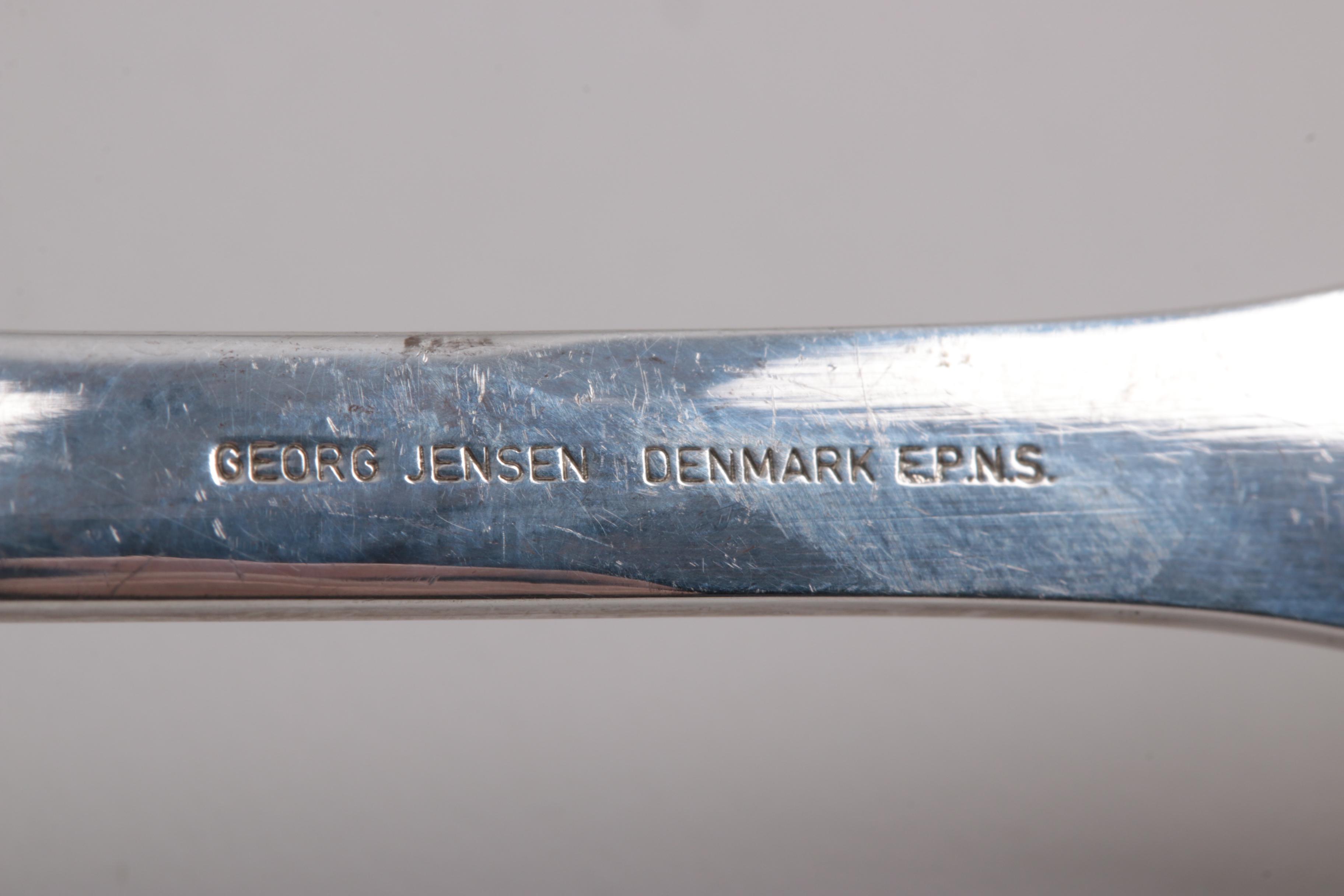 Danish Georg Jensen Silver Plate "Mermaid" Hammered Flatware Set