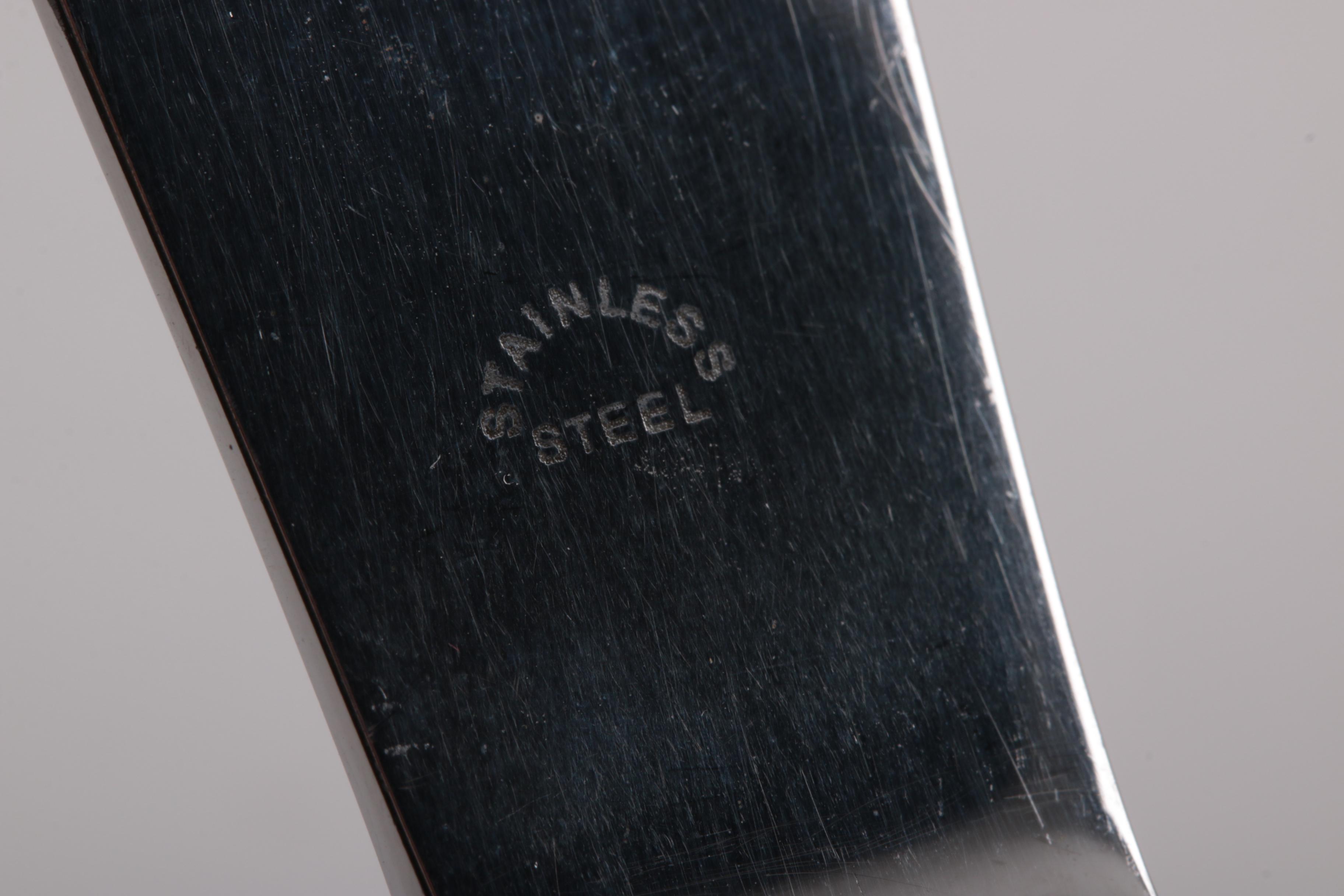 Danish Georg Jensen Silver Plate "Mermaid" Hammered Flatware Set